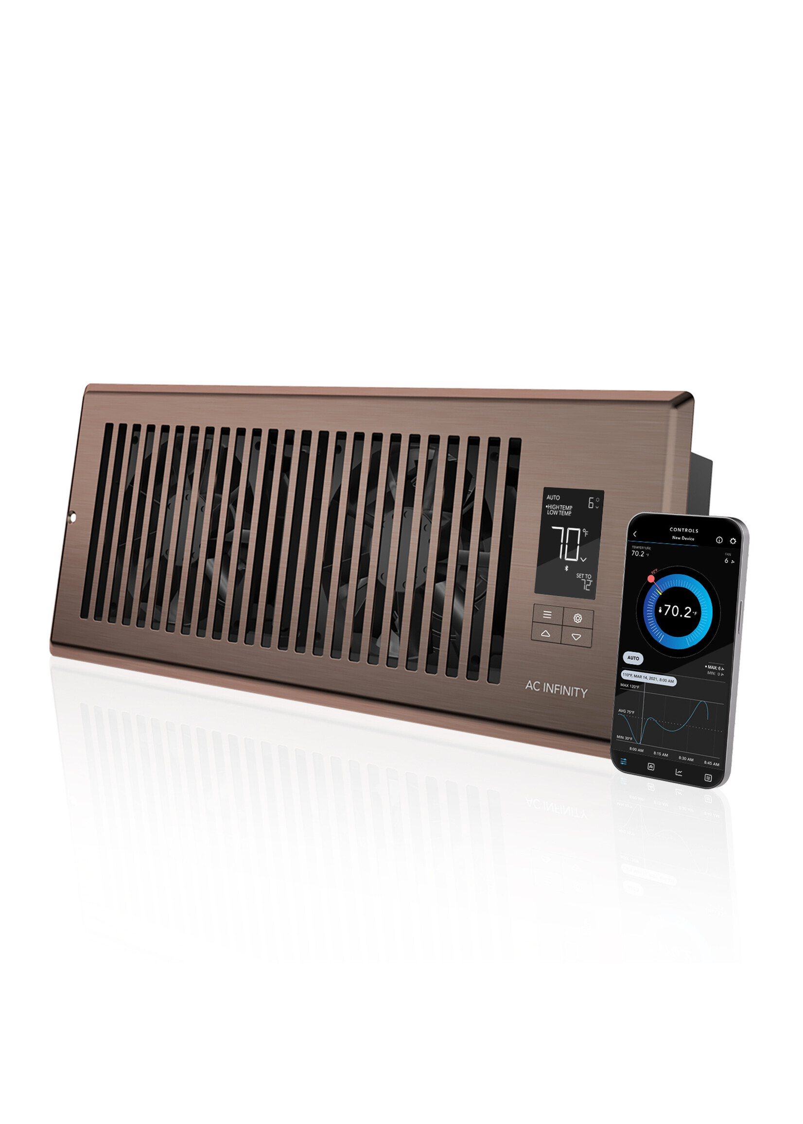 AC Infinity AIRTAP T4, Quiet Register Booster Fan System, Brown Bronze, for 4IN x 10IN Registers
