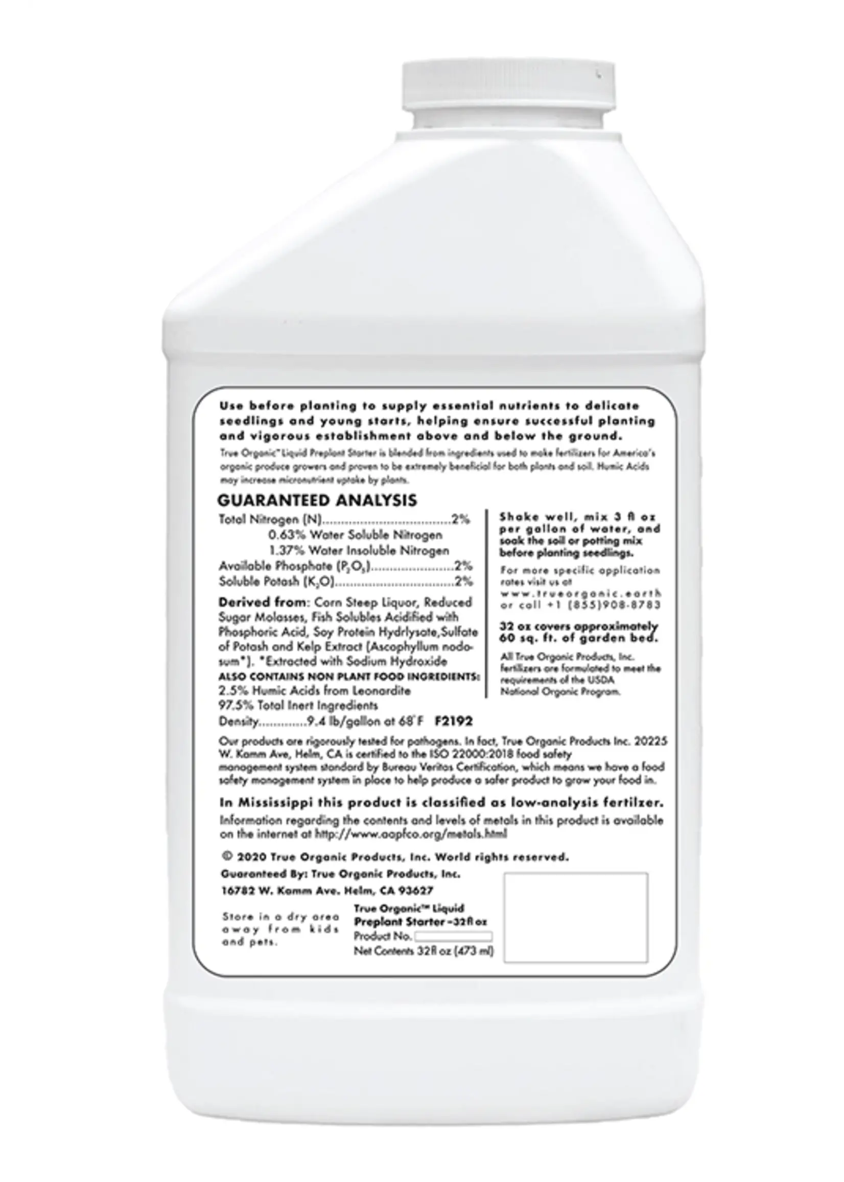 True Organic True Organic Liquid Preplant Starter (2-2-2) 32 OZ