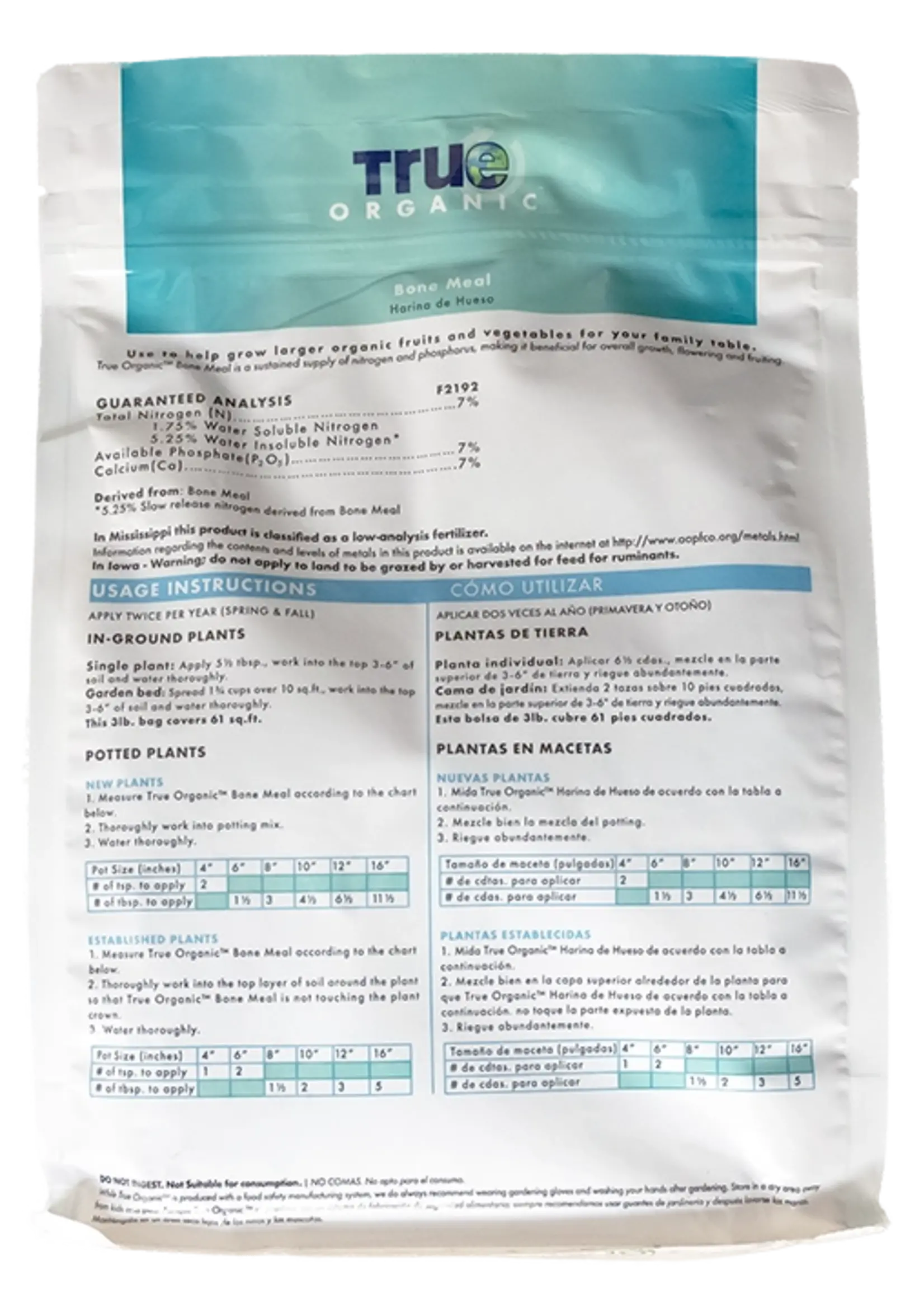 True Organic True Organic Bone Meal (7-7-0) 3 lbs