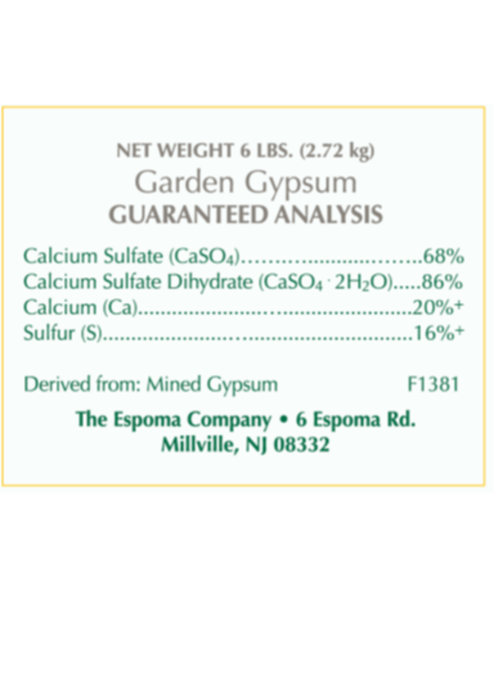 Espoma Espoma Garden Gypsum Soil Conditioner Pellets 6LB
