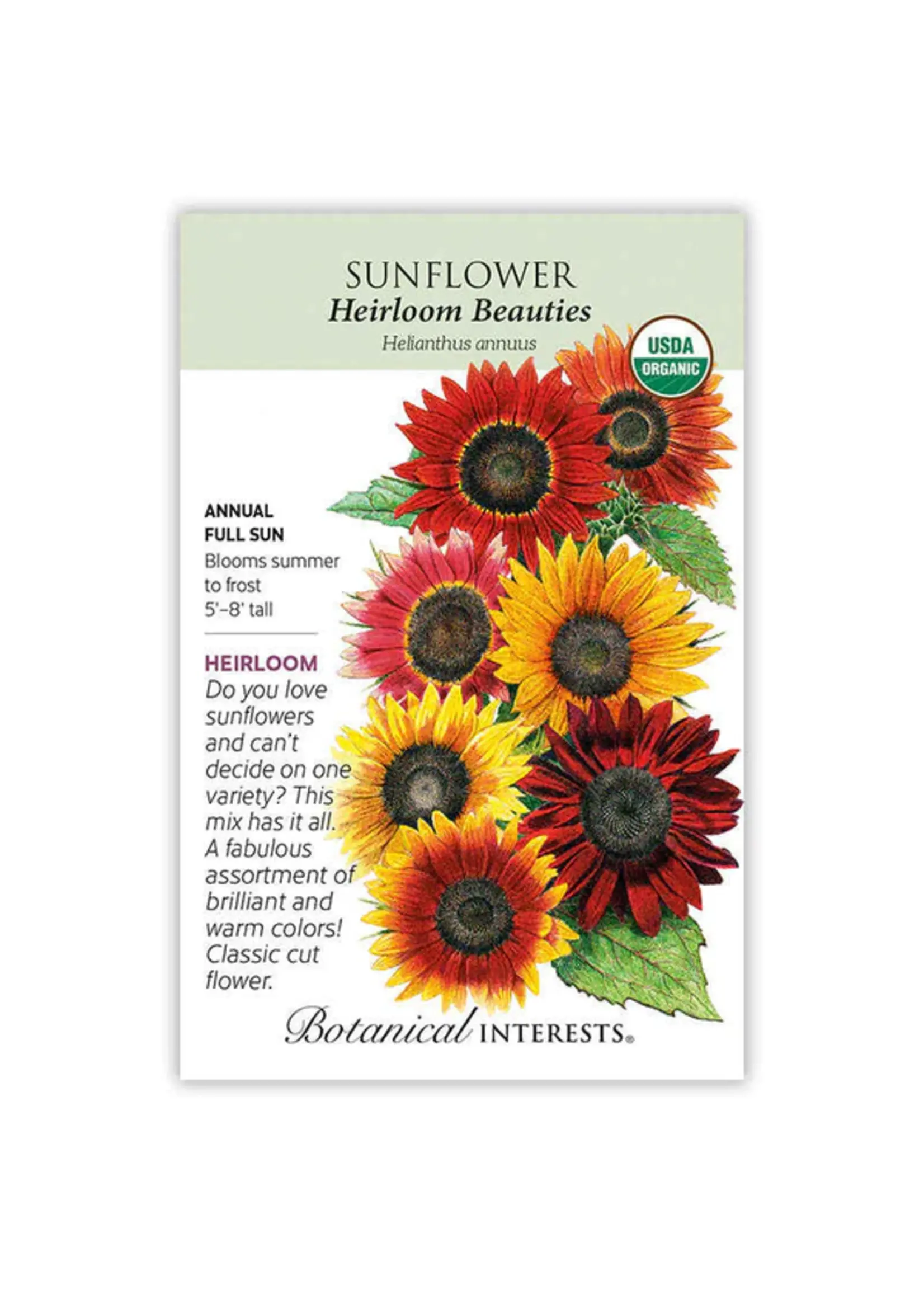 Botanical Interests Sunflower Heirloom Beauties Organic 2g