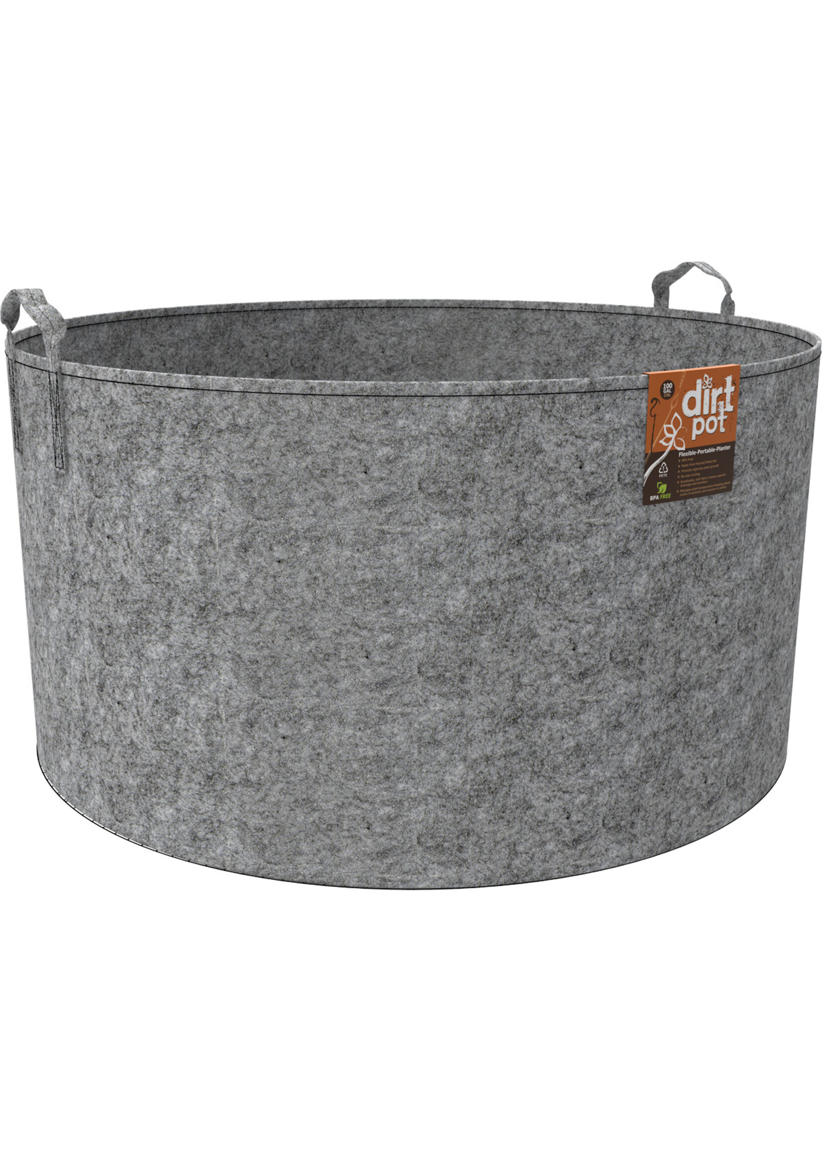 Dirt Pot Dirt Pot Flexible Portable Planter, Grey, 100 gal, with handles