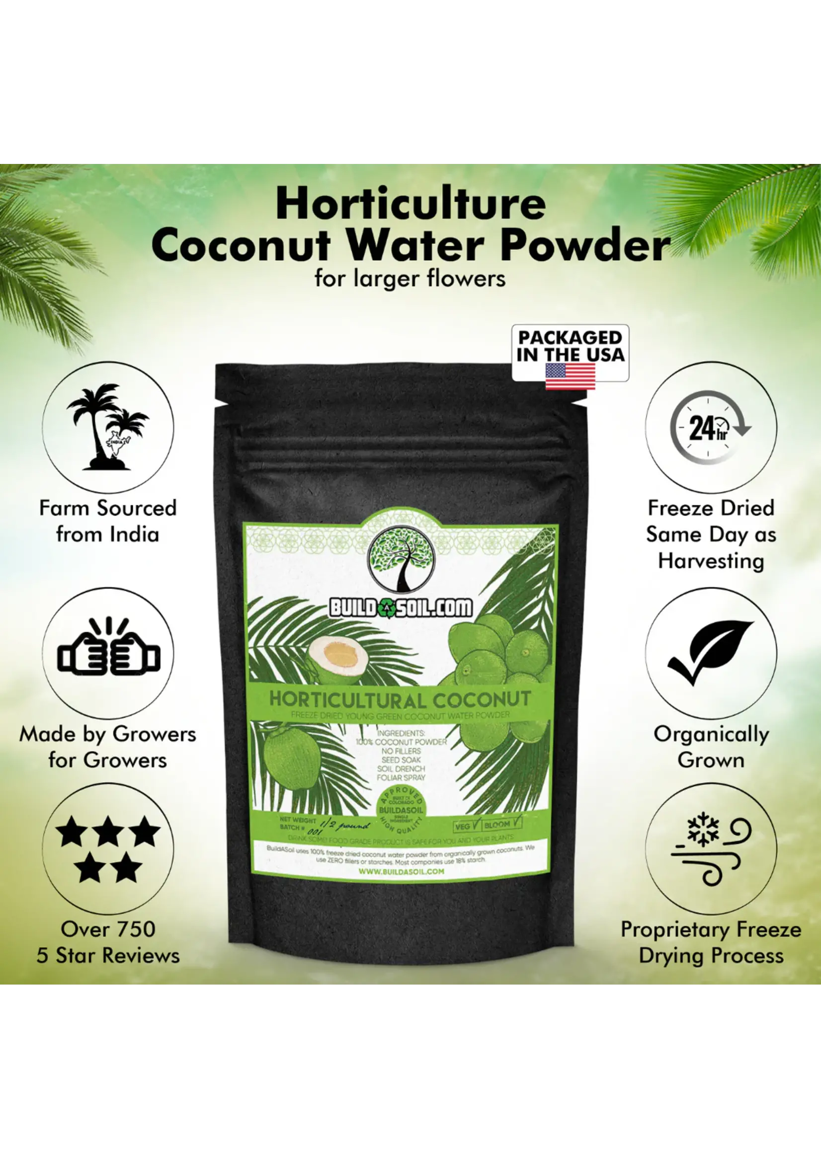Build-A-Soil Build-A-Soil Coconut Water Powder - Raw Freeze Dried Organic