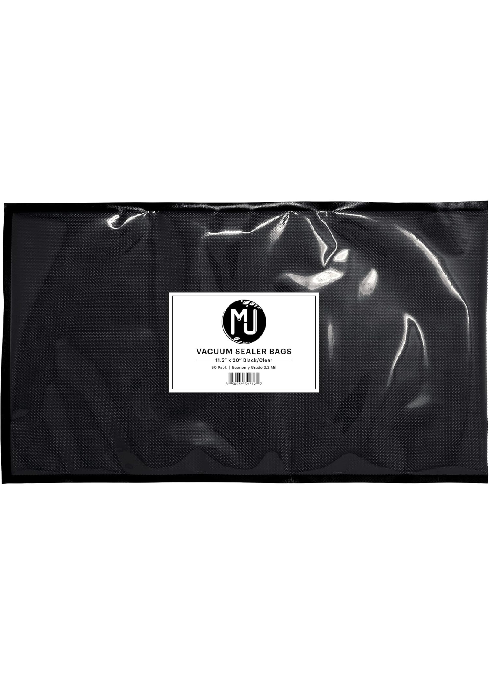 MJ Bags MJ Vacuum Sealer Bags 11.5in x 20in Black/Clear 3.2mil Pack of 50
