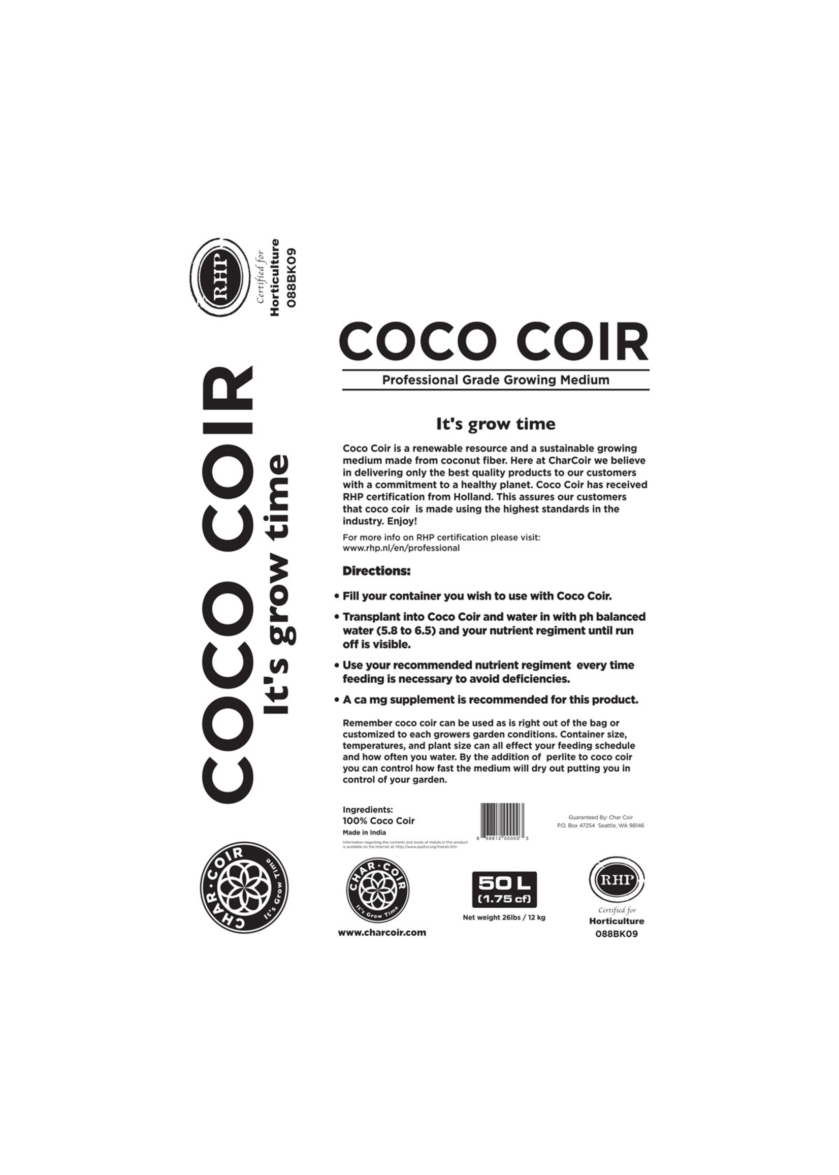 Char Coir Char Coir 100% RHP Certified Coco Coir 50L