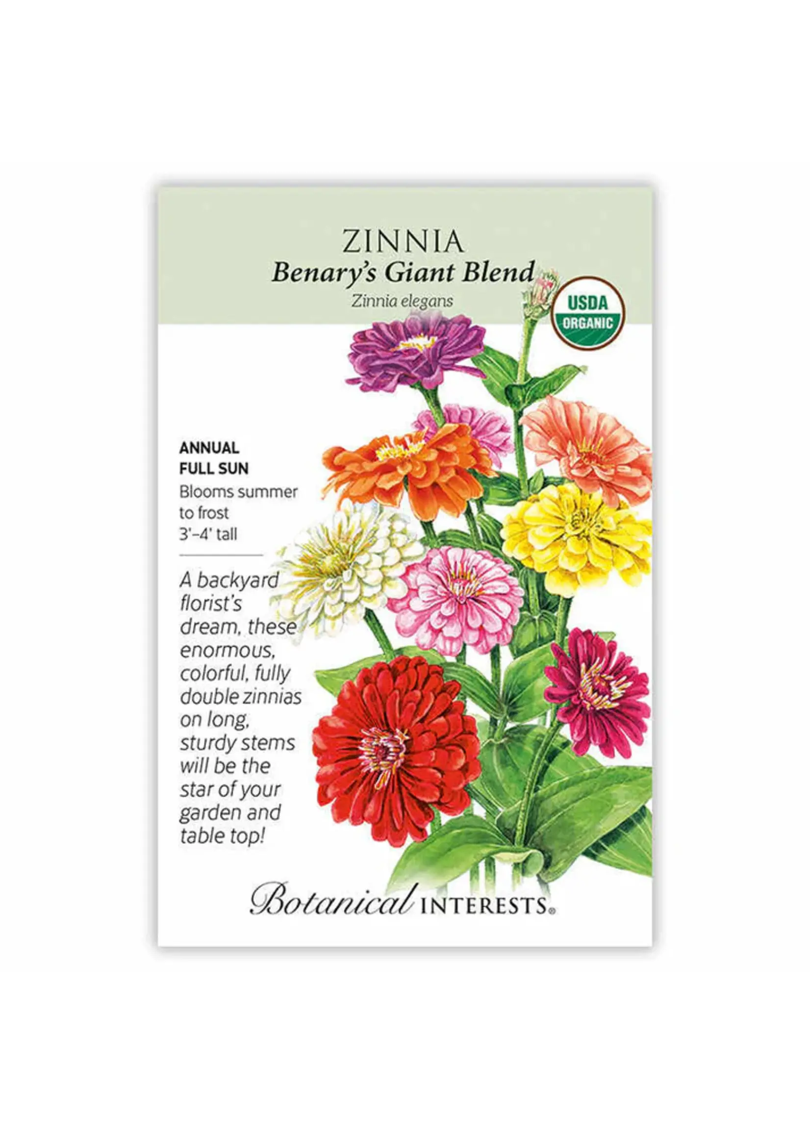 Botanical Interests Zinnia Benary's Giant Blend Organic