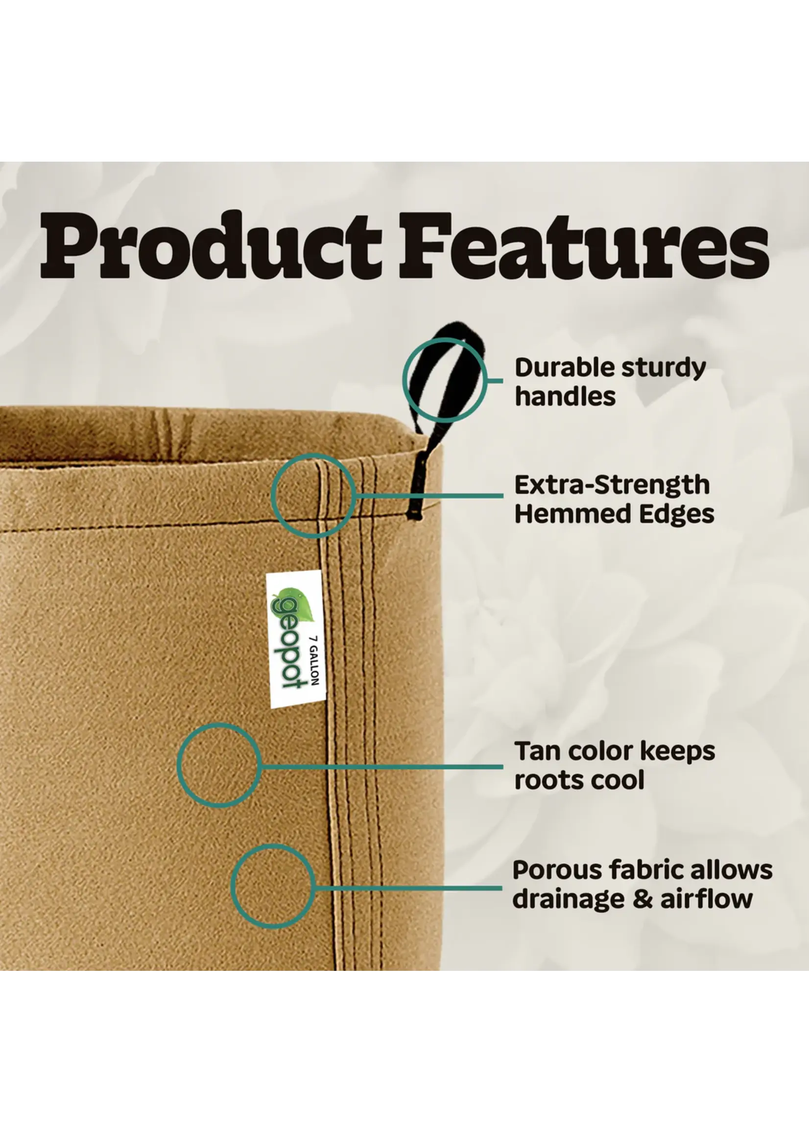 Geopot Geopot Tan Fabric Pots with Handles 25 Gallon