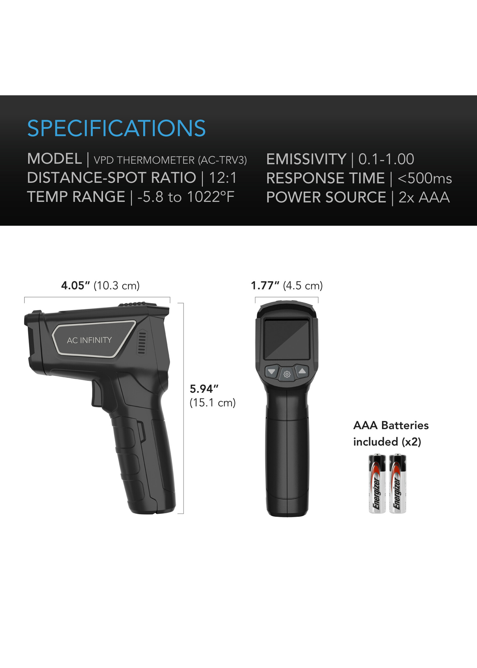 AC Infinity VPD Thermometer, Handheld Environmental Monitor, Captures Leaf VPD and Temperature