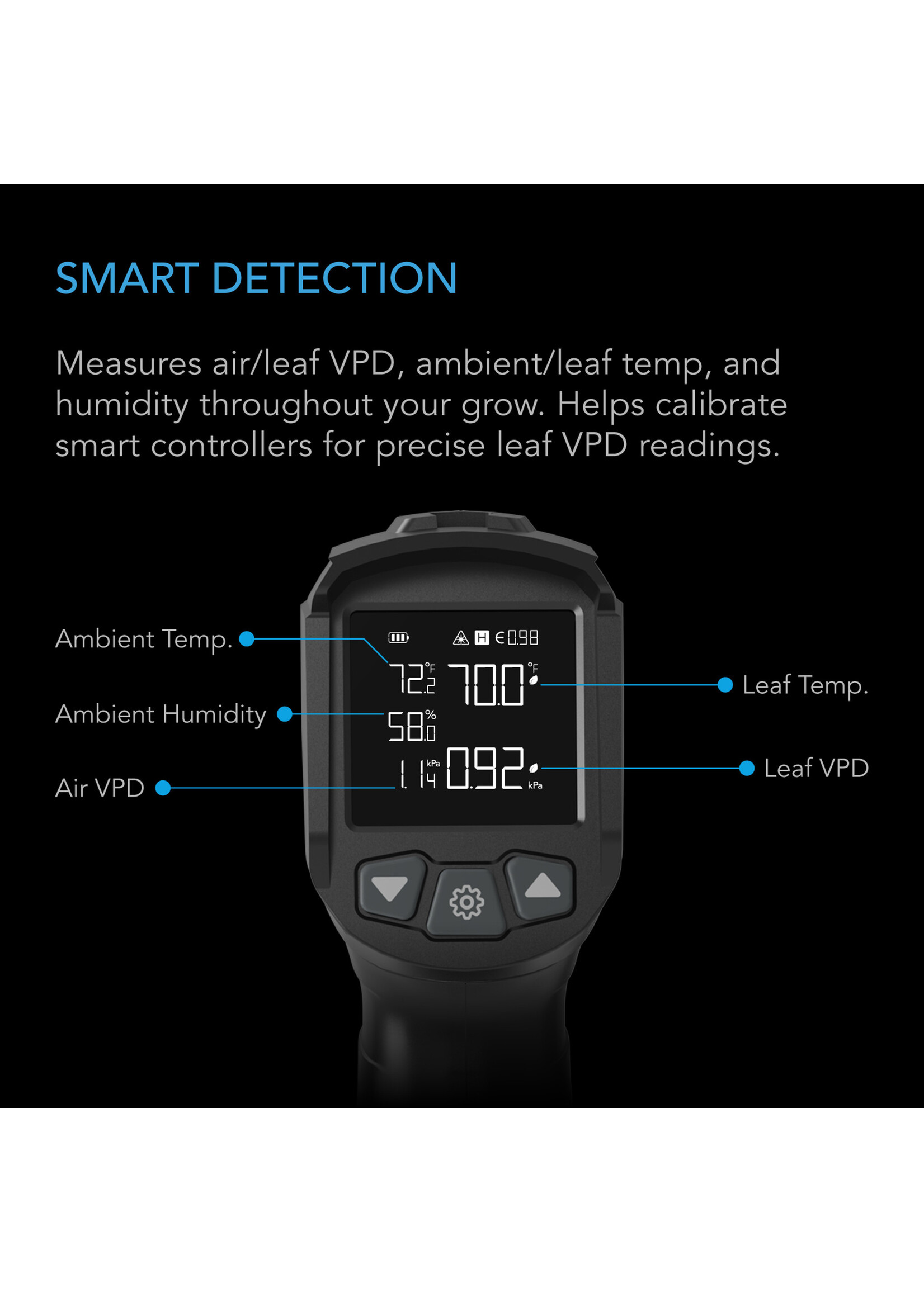 VPD Thermometer, Handheld Environmental Monitor, Captures Leaf VPD and Temperature