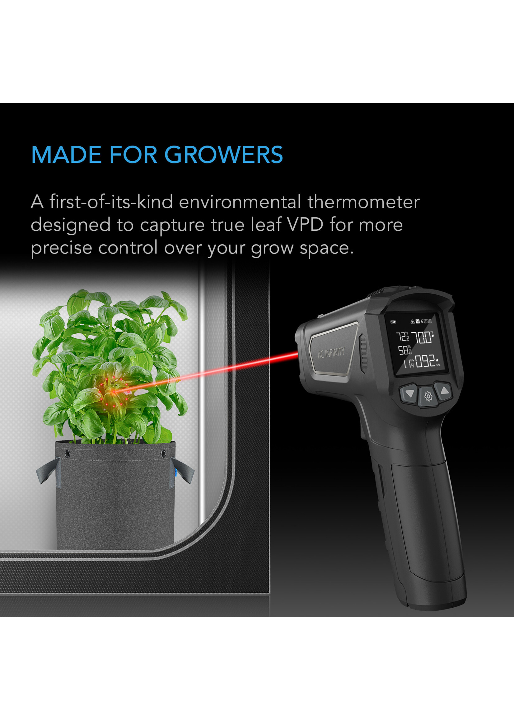 AC Infinity VPD Thermometer, Handheld Environmental Monitor, Captures Leaf VPD and Temperature