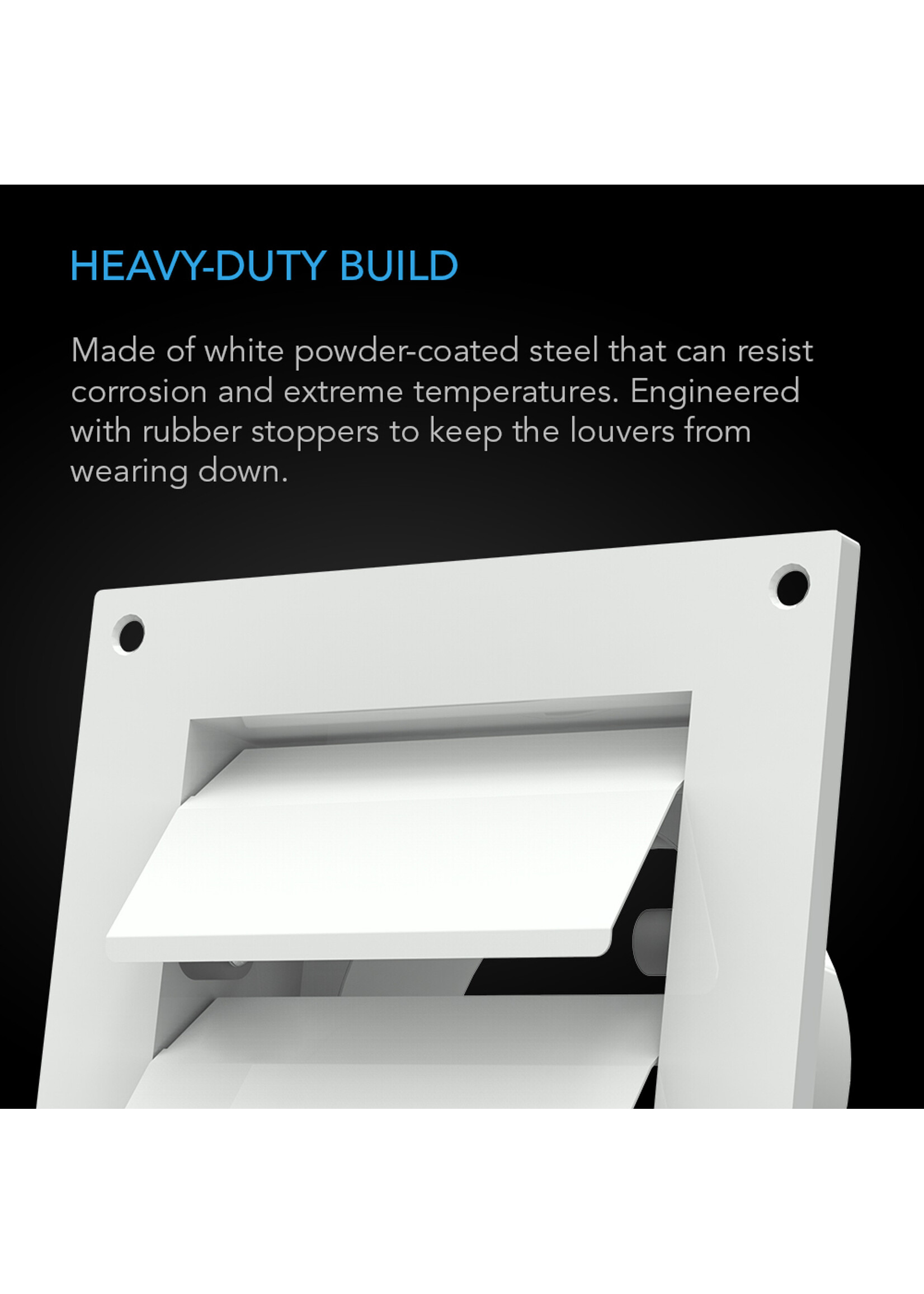 AC INFINITY Wall Mount Duct Shutter, 6-Inch, White Steel