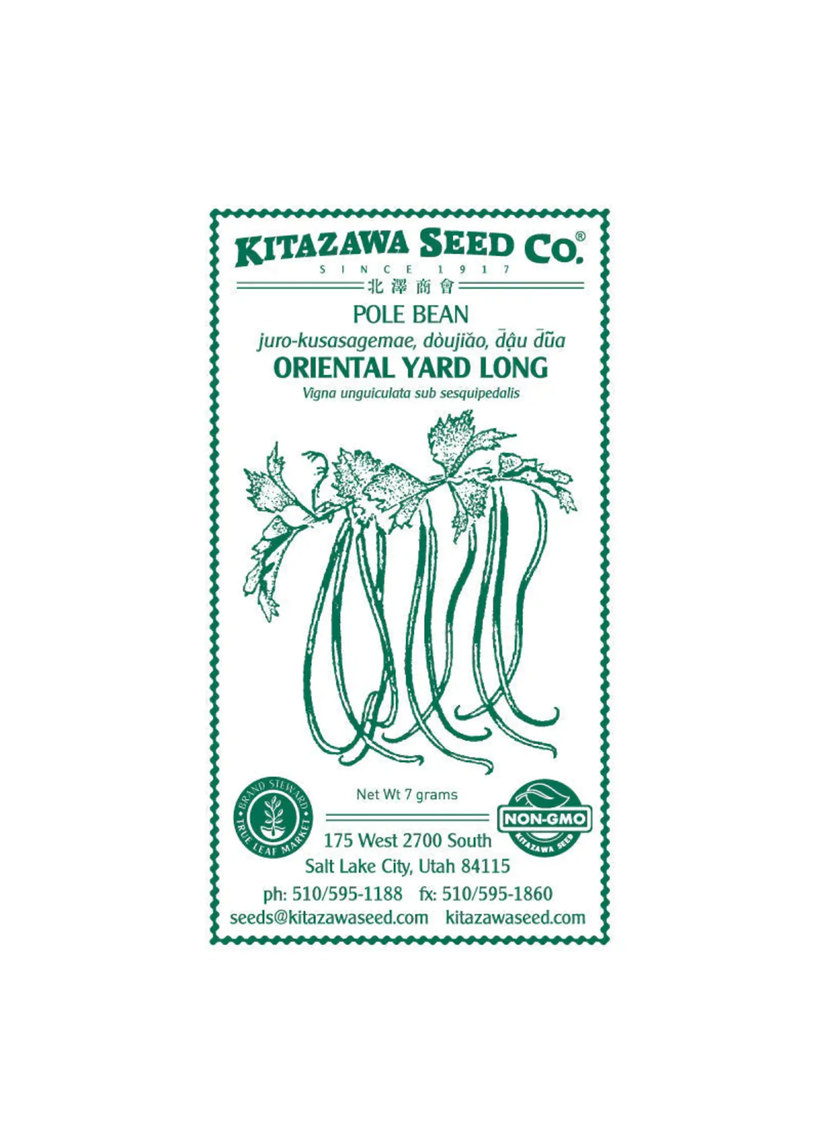 Kitazawa Seed Co. Pole Bean - Oriental Yard Long