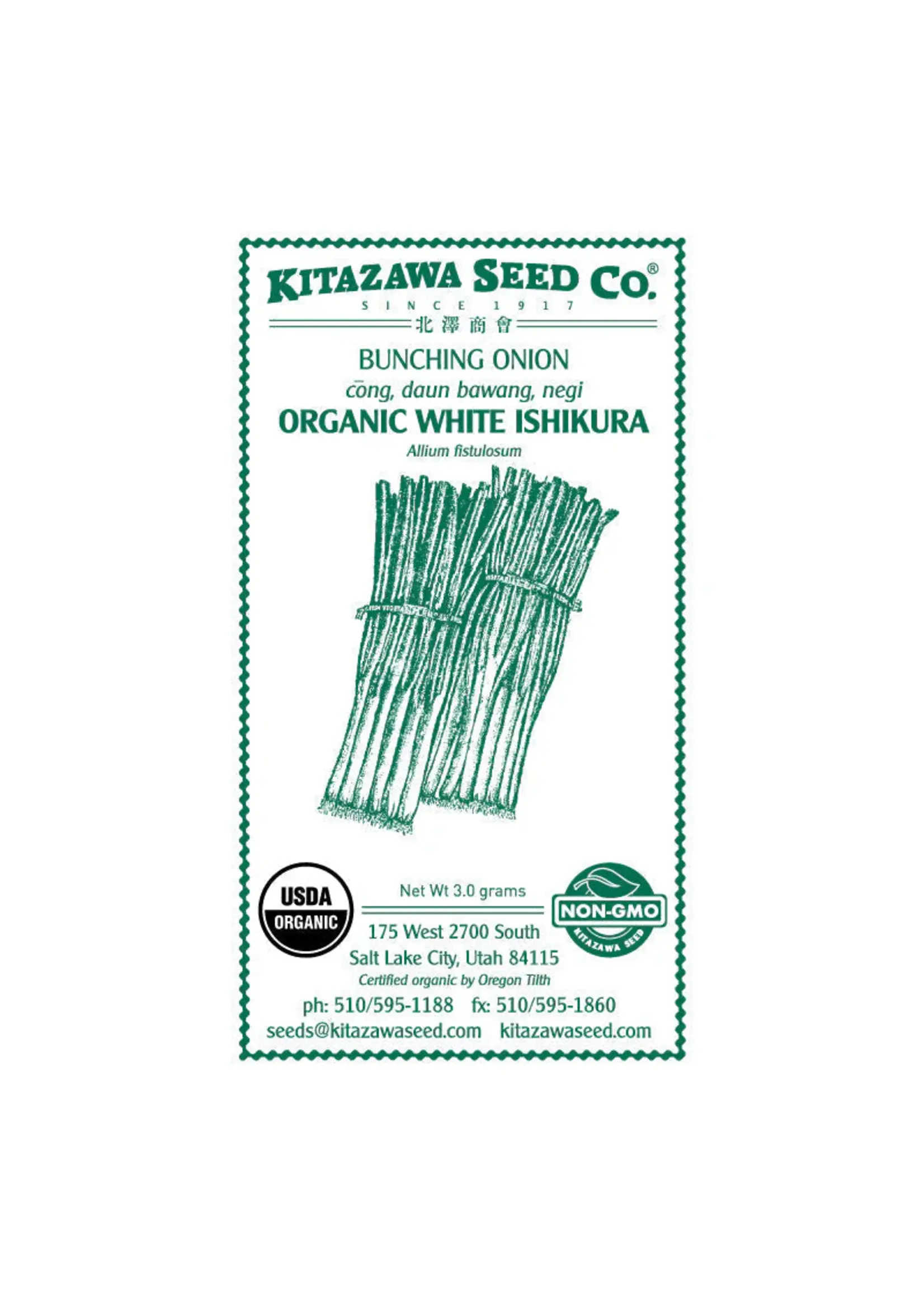 Kitazawa Seed Co. Bunchine Onion - White Ishikura Organic