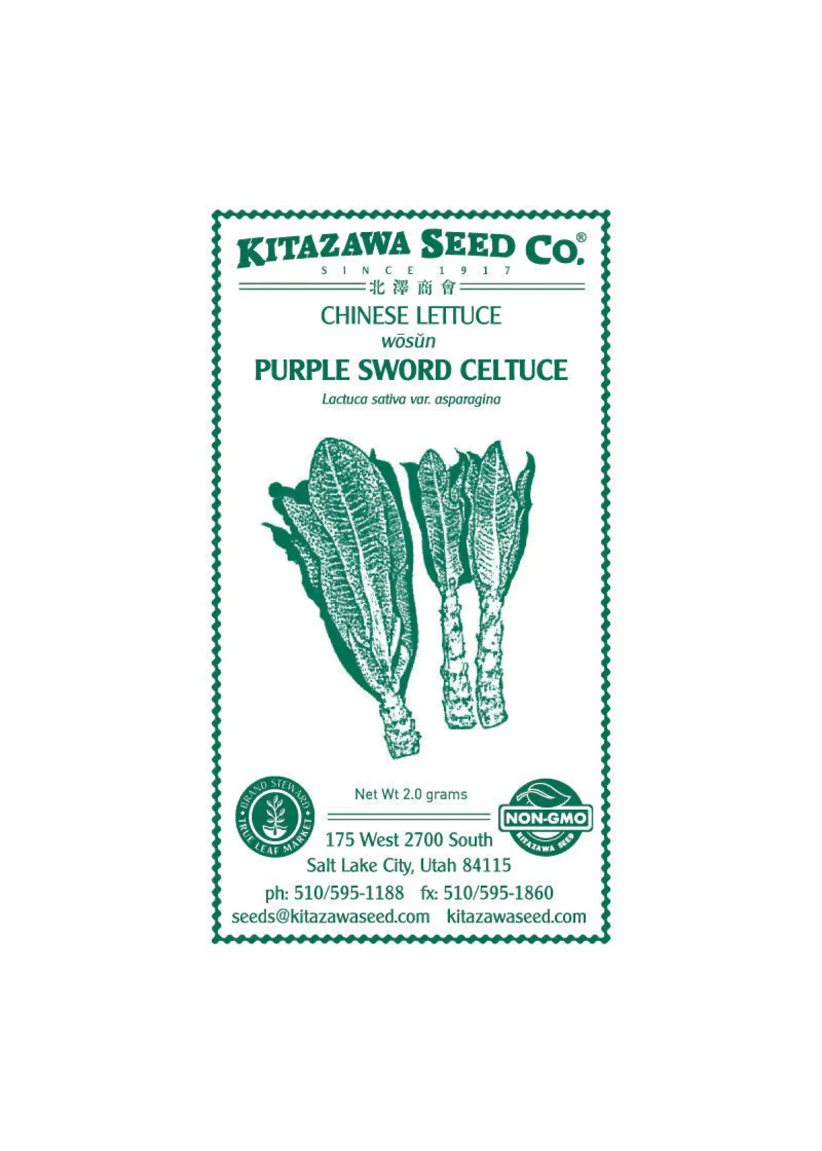 Kitazawa Seed Co. Lettuce - Chinese Purple Sword Celtuce