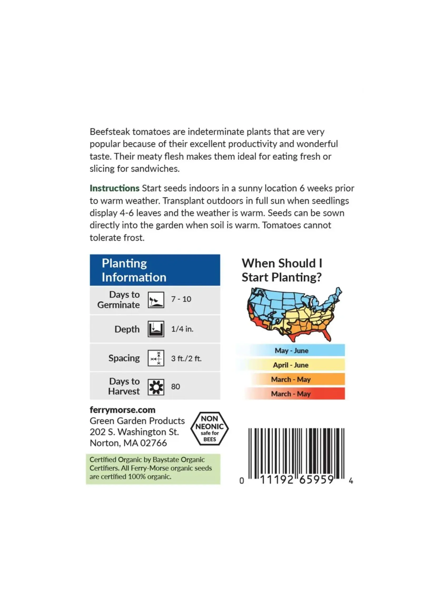 Ferry Morse Tomato - Beefsteak Organic