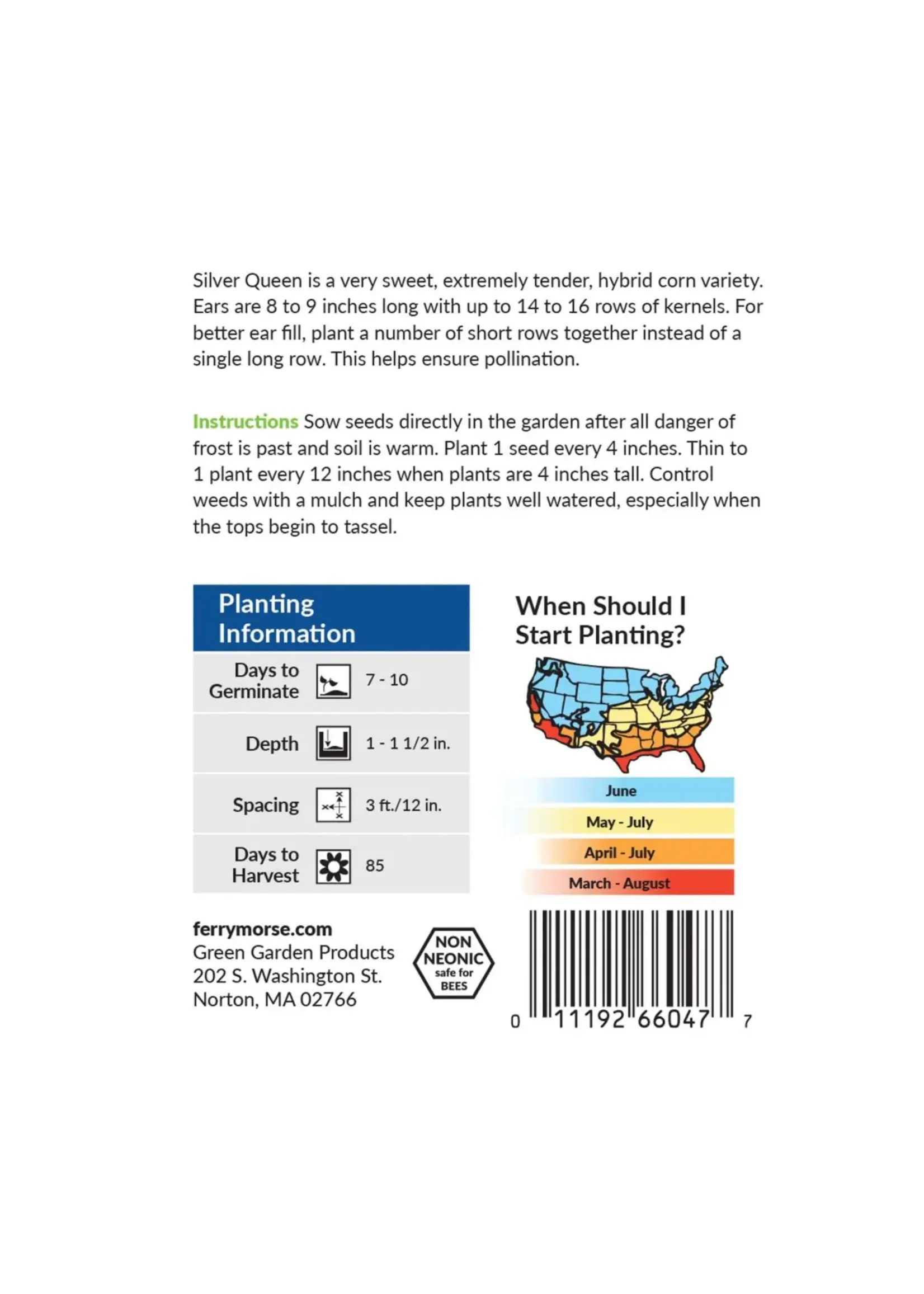 Ferry Morse Sweet Corn - Silver Queen Hybrid