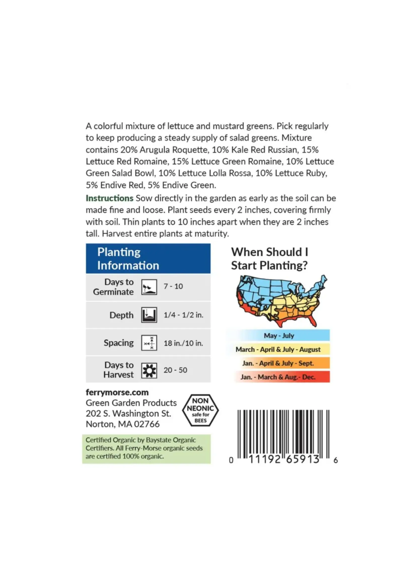 Ferry Morse Mesclun - Gourmet Greens Mixture Organic