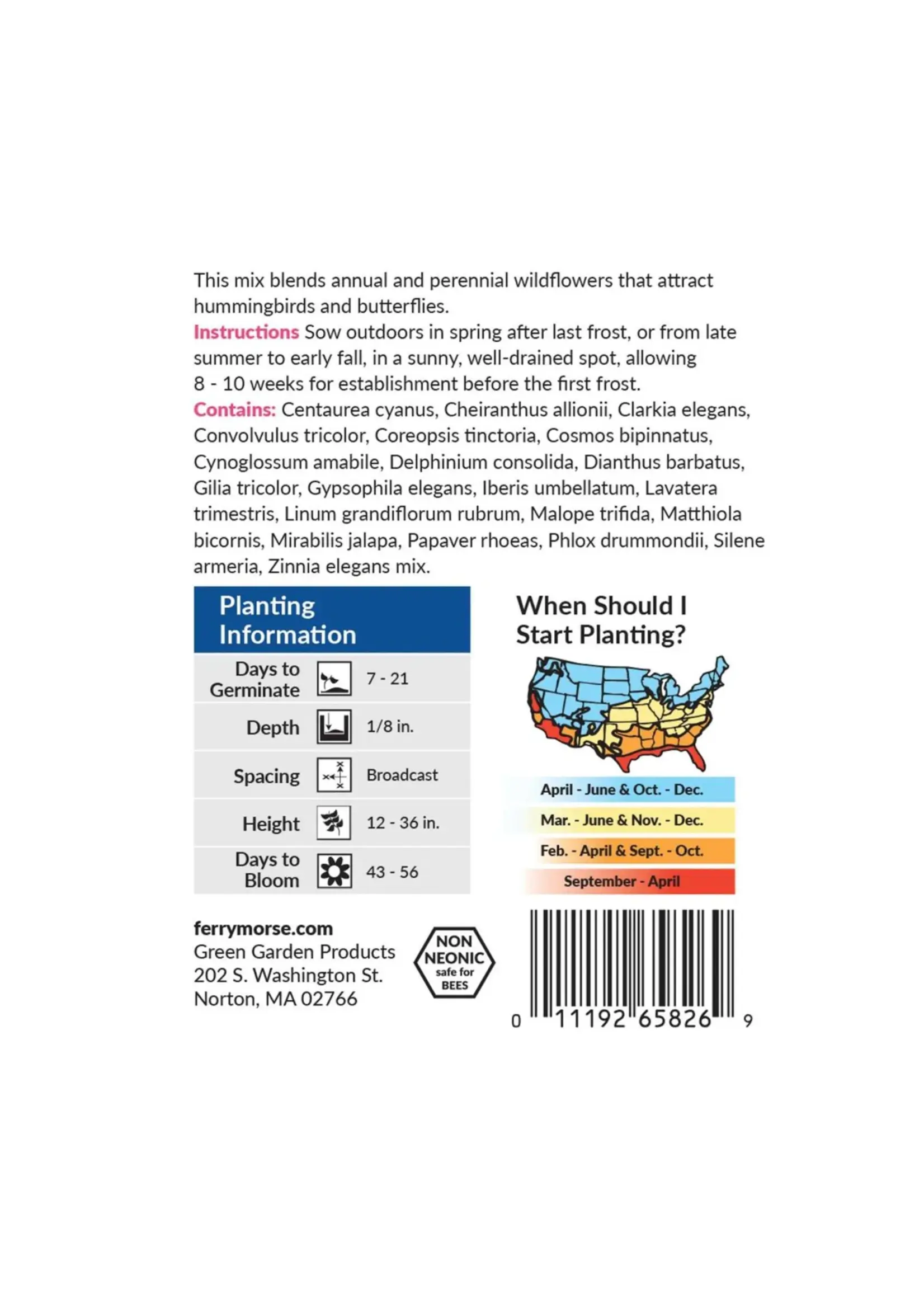 Ferry Morse Hummingbird Mix