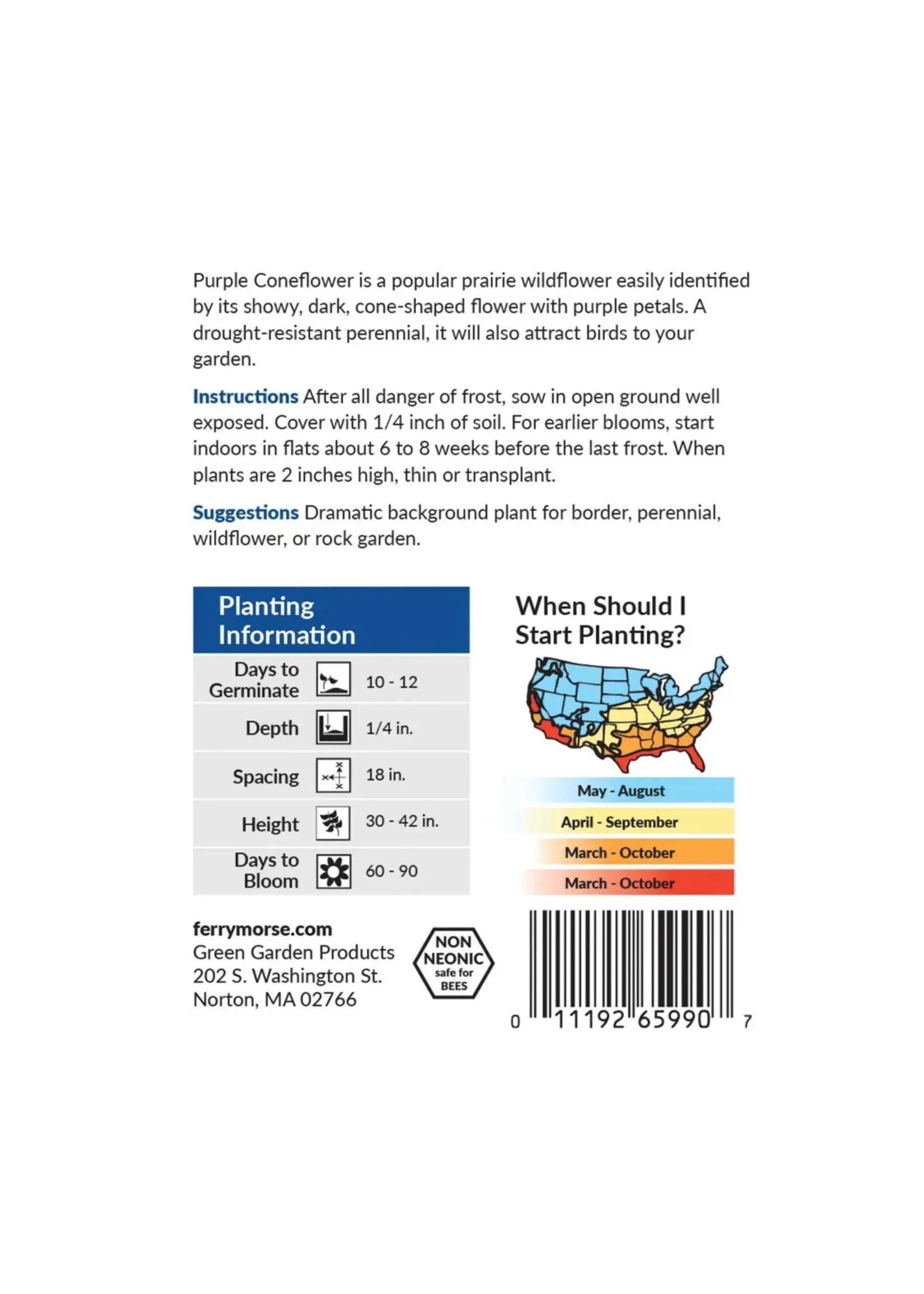 Ferry Morse Purple Coneflower - Echinacea