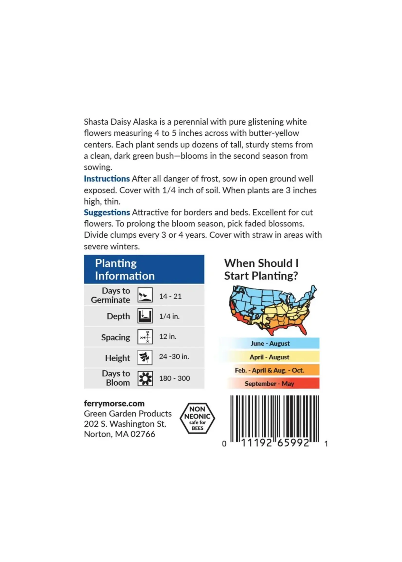 Ferry Morse Shasta Daisy - Alaska