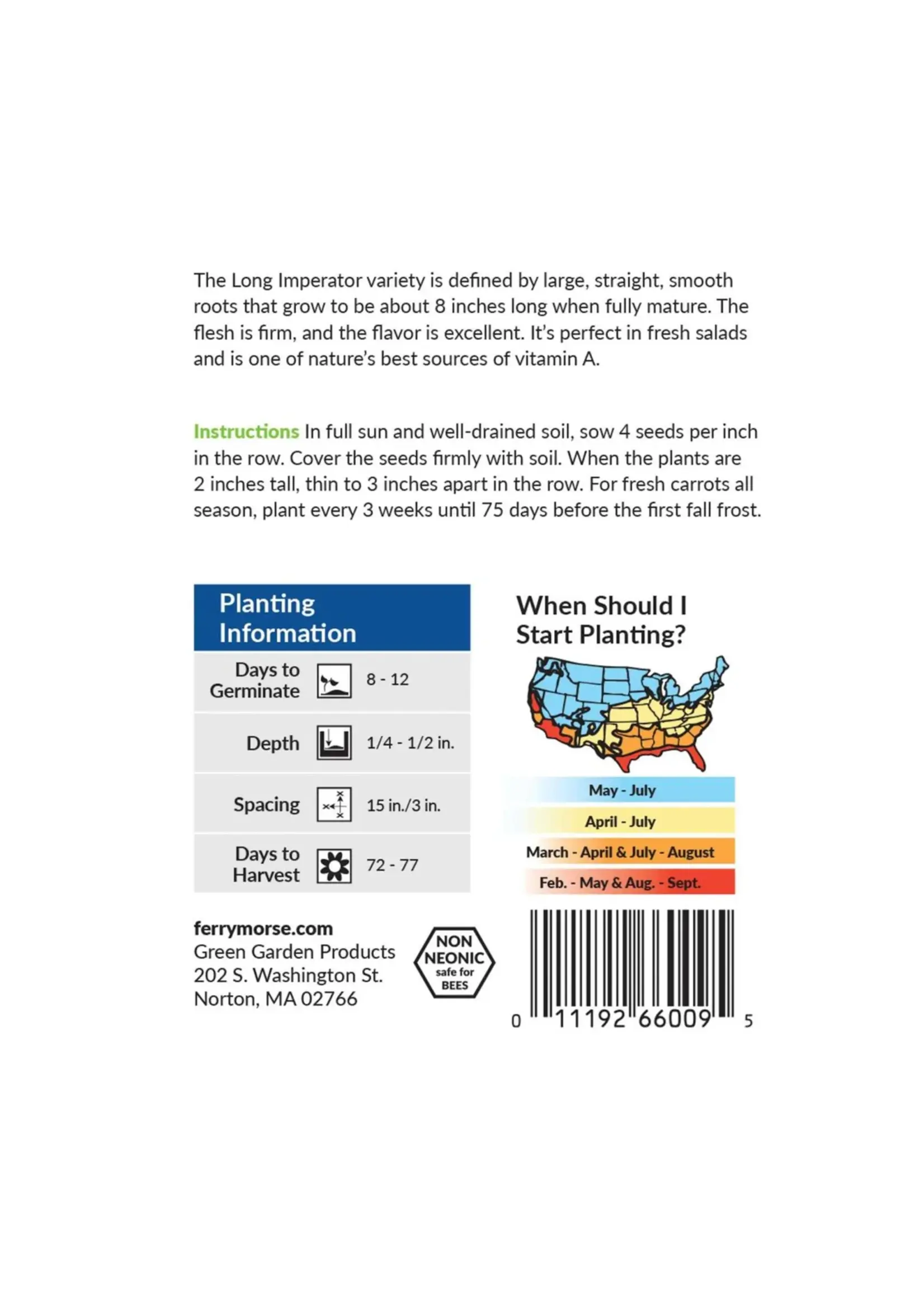 Ferry Morse Carrot - Long Imperator Organic
