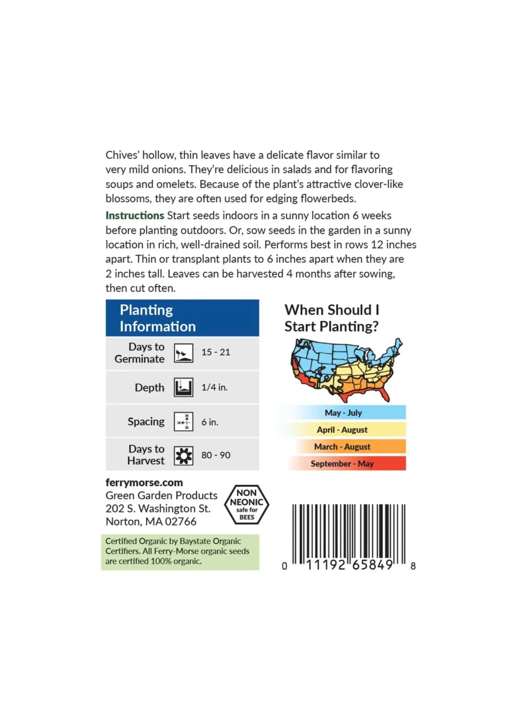 Ferry Morse Chives Organic