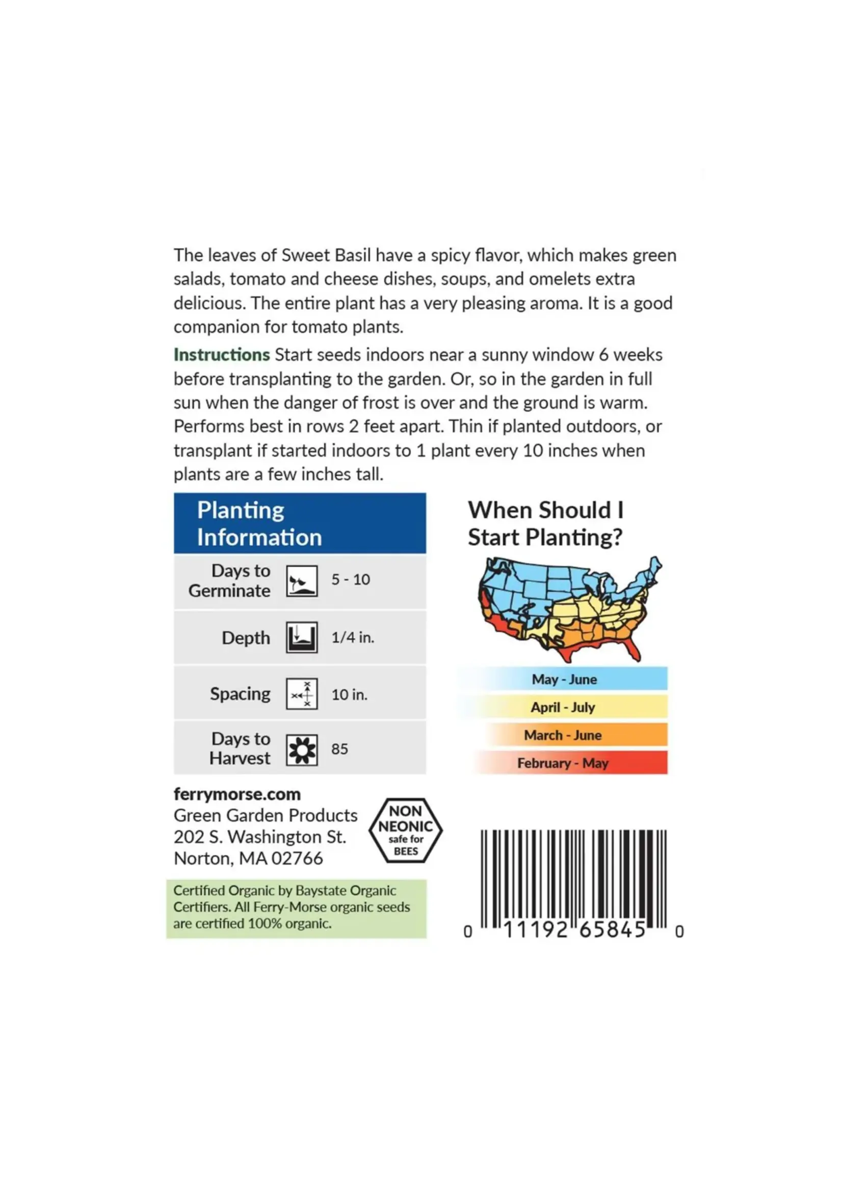 Ferry Morse Basil - Sweet Organic