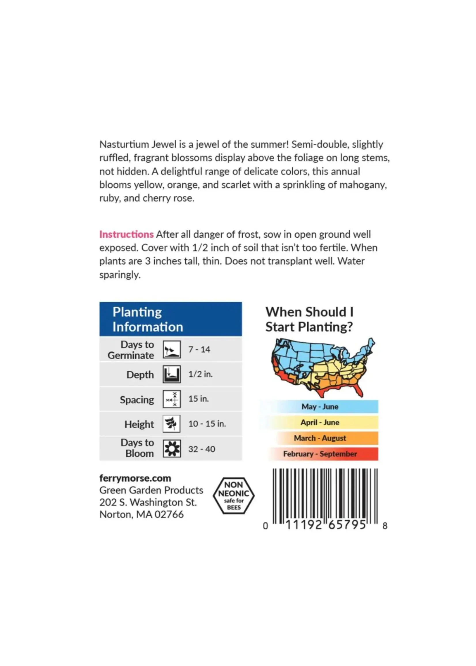 Ferry Morse Nasturtium - Jewel MC