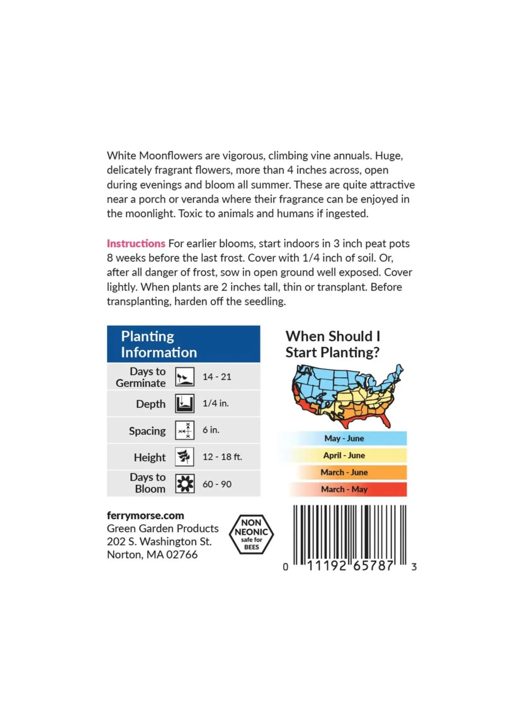 Ferry Morse Moonflower - Evening Glory