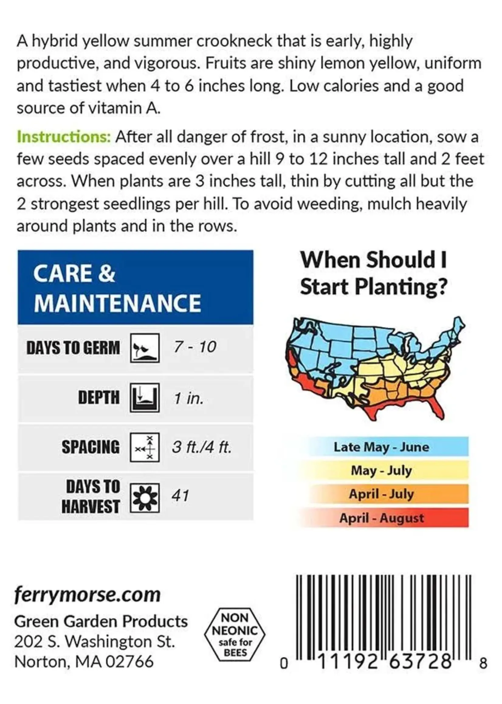 Ferry Morse Squash - Dixie Hybrid