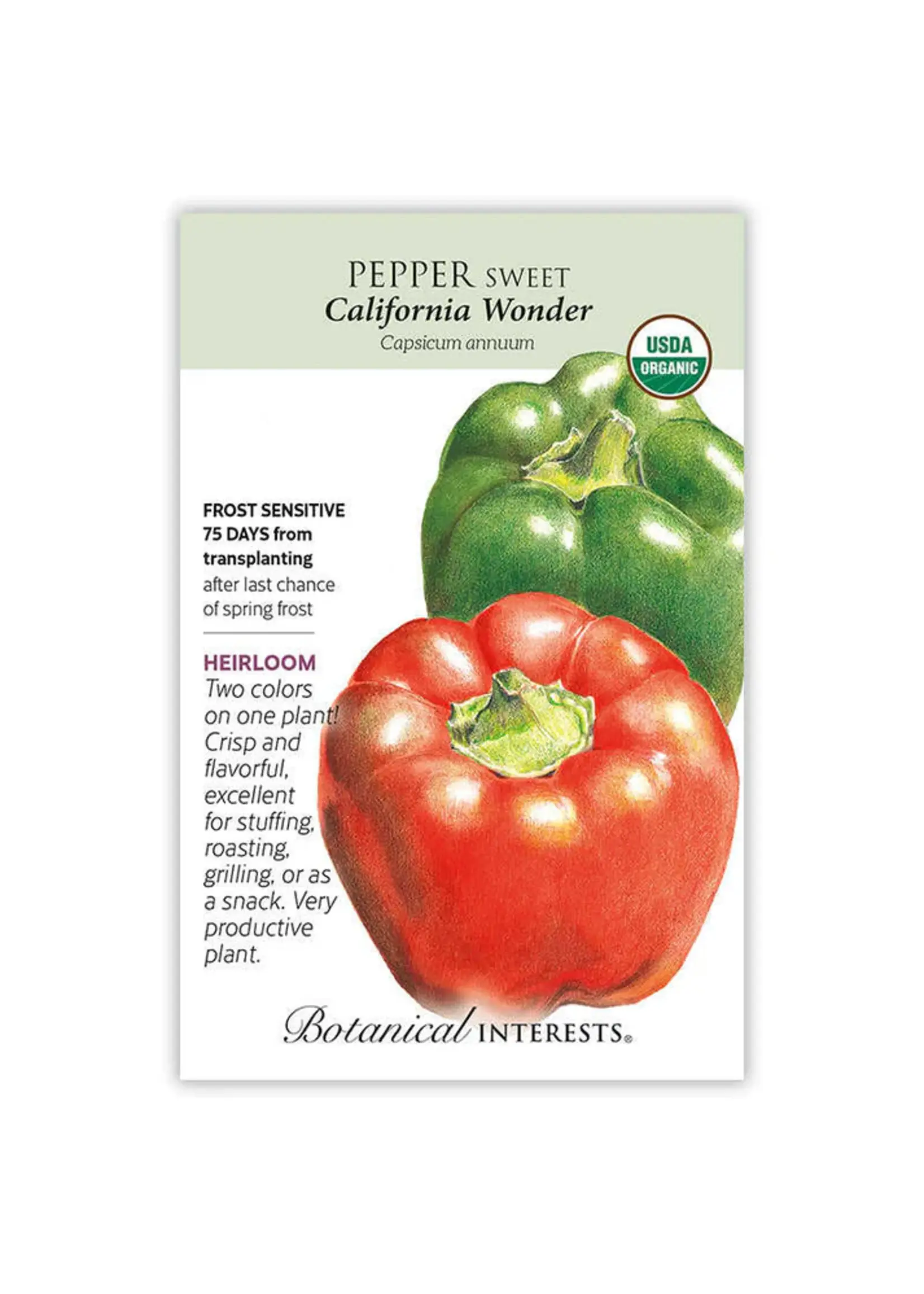 Botanical Interests Pepper Bell California Wonder Green Red Mix Organic