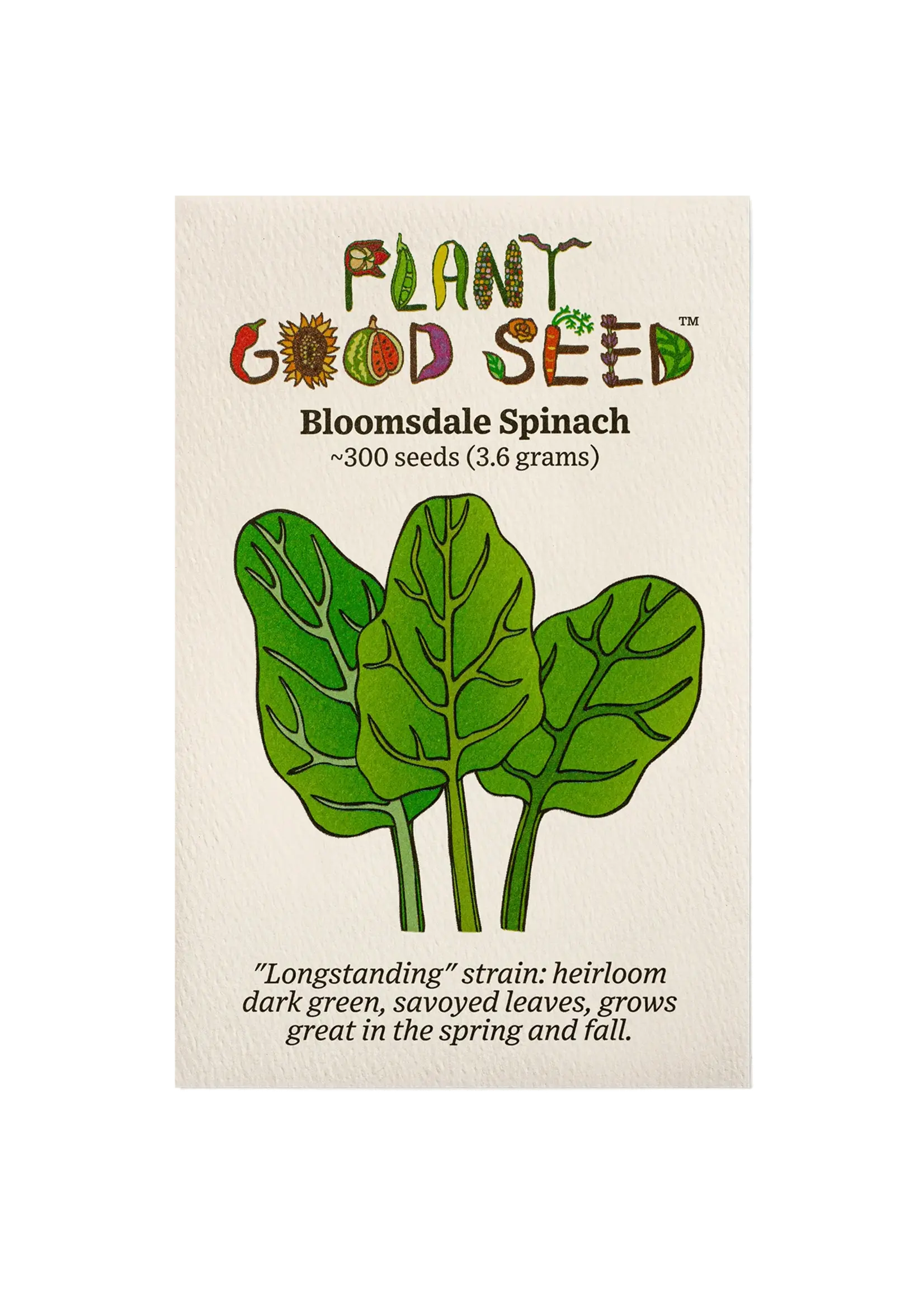 Plant Good Seed Company Spinach Bloomsdale Londstanding Organic