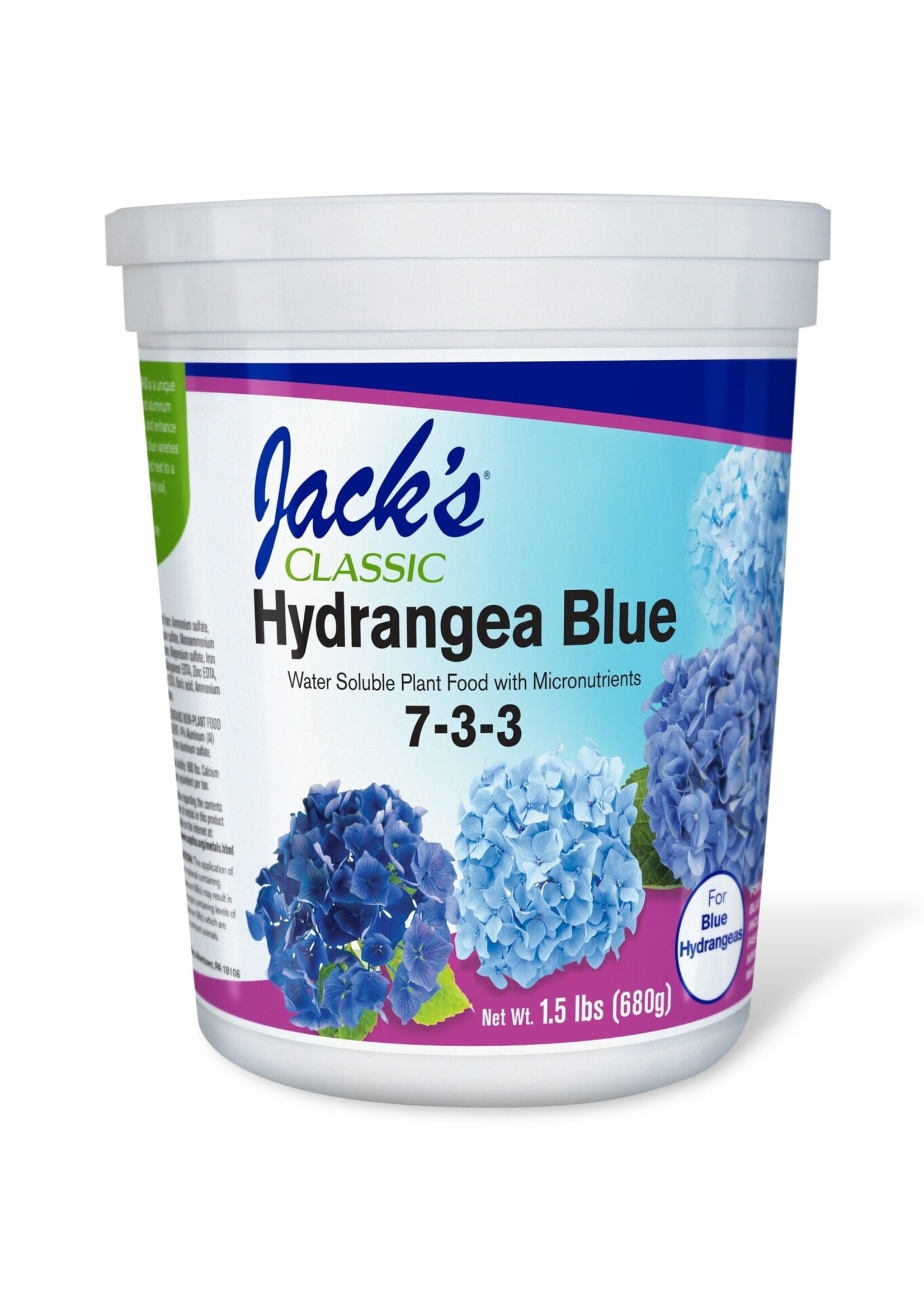 Jack's Nutrients Jacks CLASSIC Hydrangea Blue 7-3-3 Soluble Plant Food 1.5lb