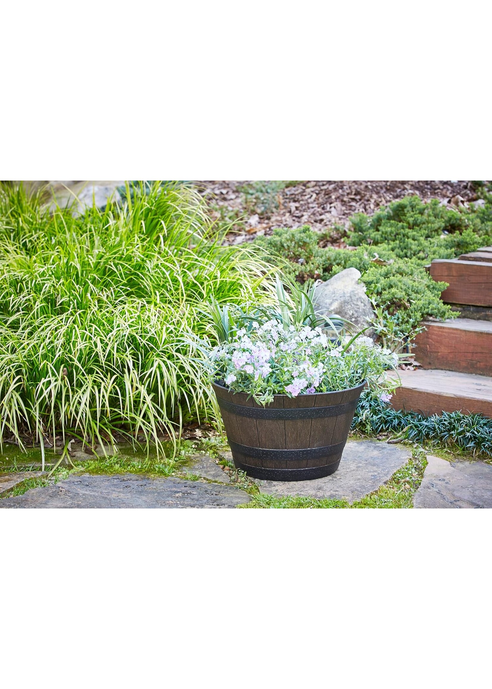 Southern Patio Southern Patio Whiskey Wine Barrel Planter 22 inch with Wheels