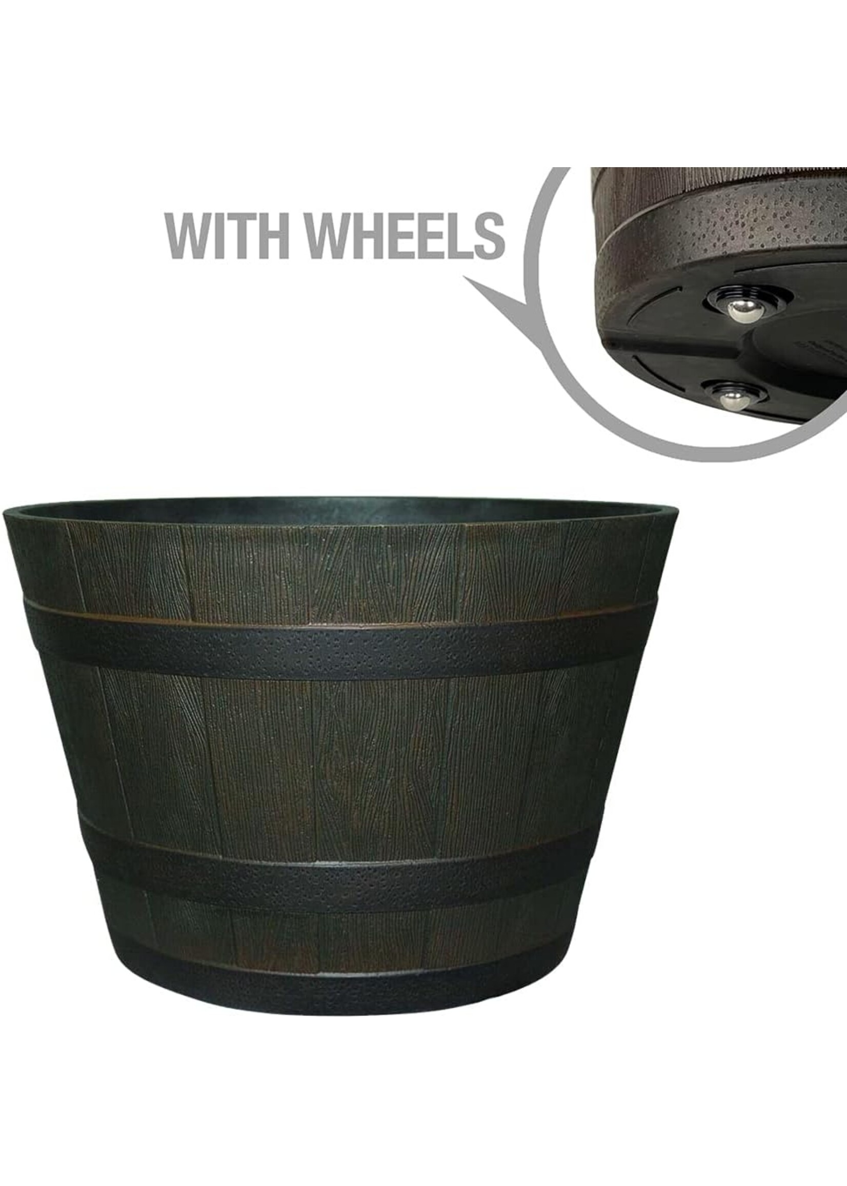 Southern Patio Southern Patio Whiskey Wine Barrel Planter 22 inch with Wheels