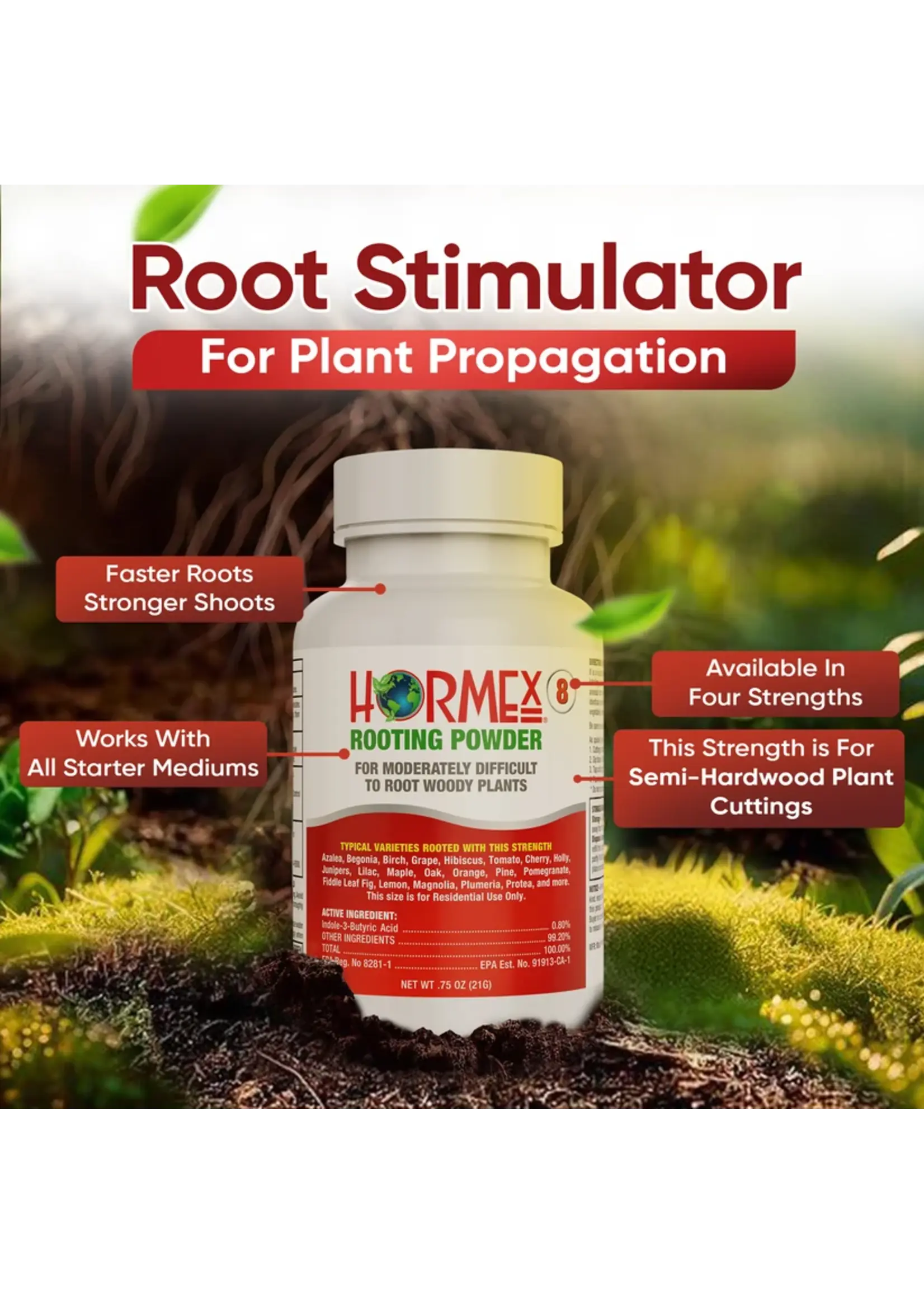 Hormex Hormex Snip N' Dip Rooting Powder  Number 8 0.75OZ