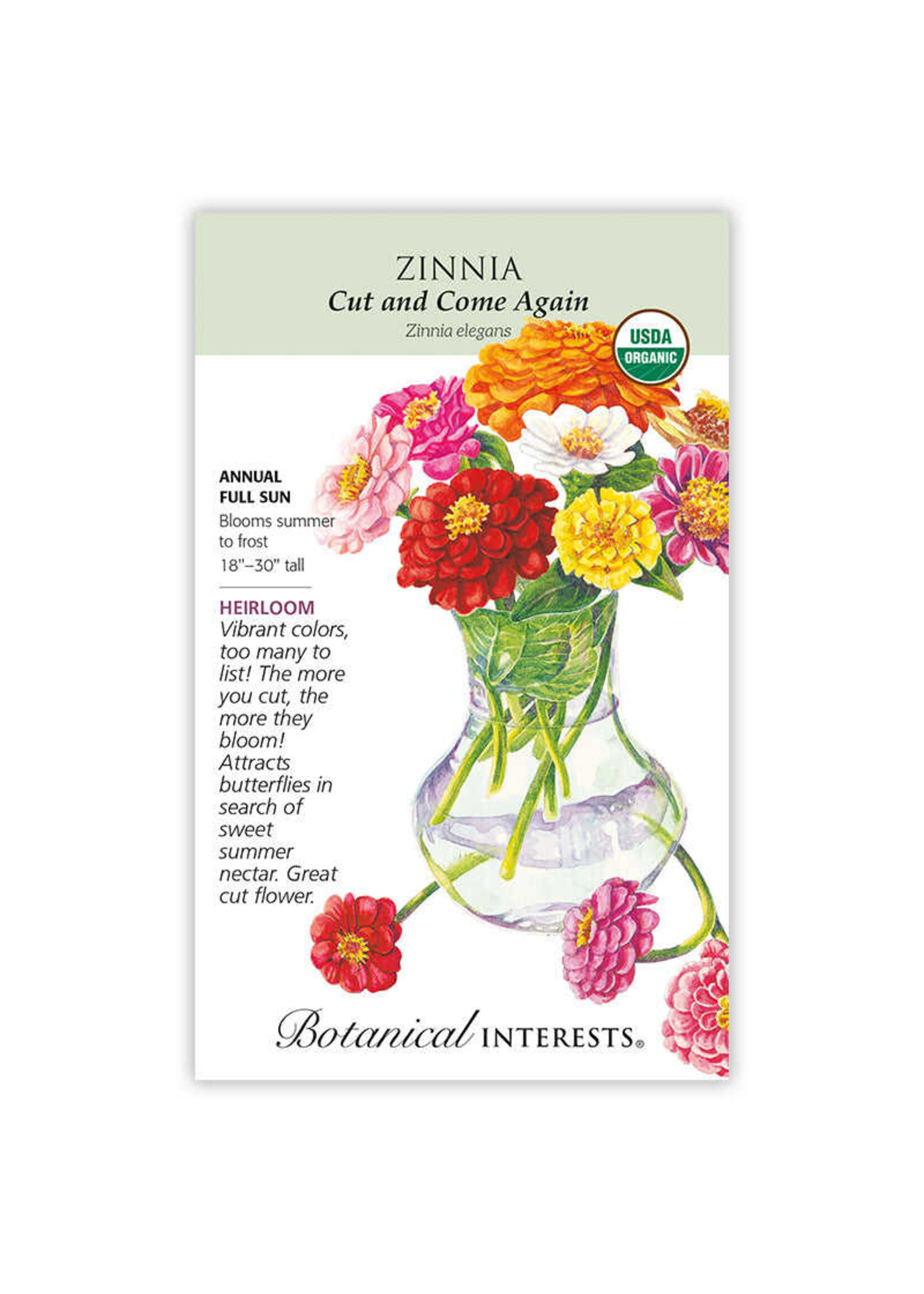 Botanical Interests Zinnia Cut and Come Again Organic