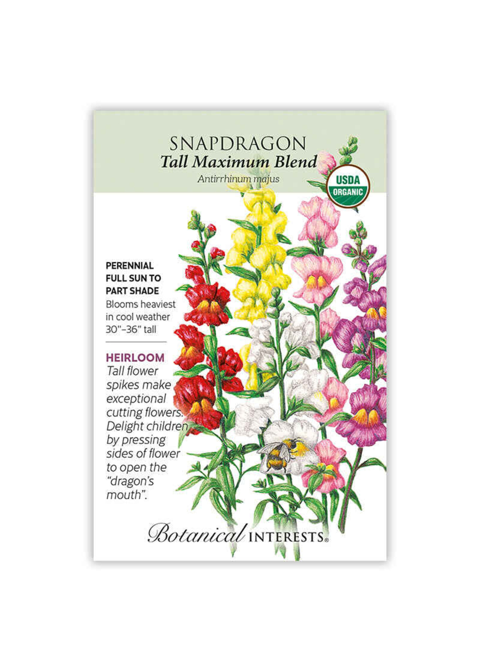 Botanical Interests Snapdragon Tall Maximum Organic