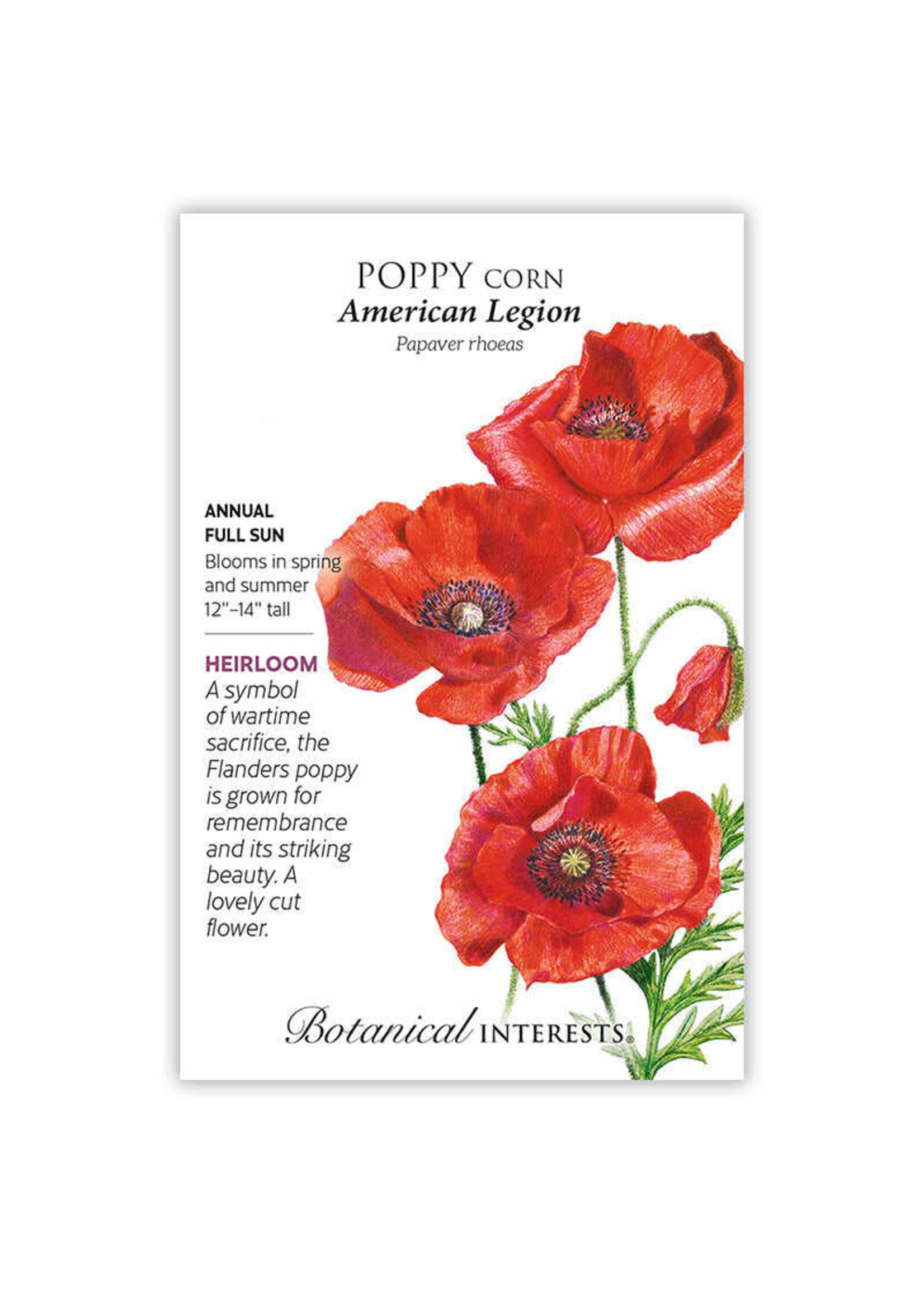 Botanical Interests Poppy Corn American Legion