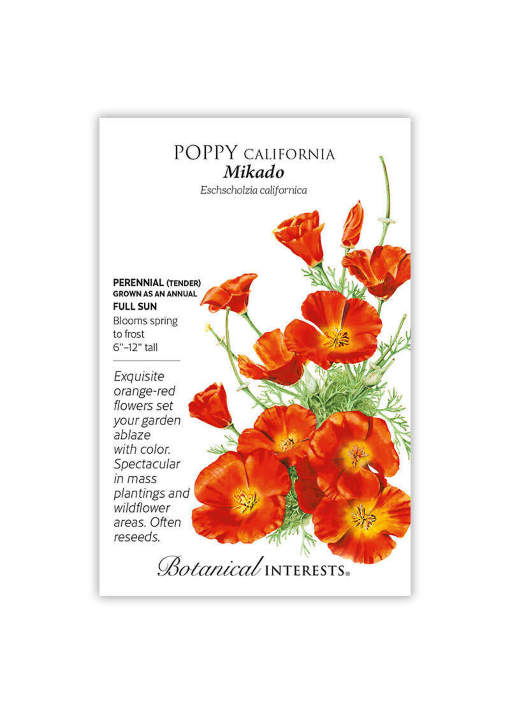 Botanical Interests Poppy California Mikado