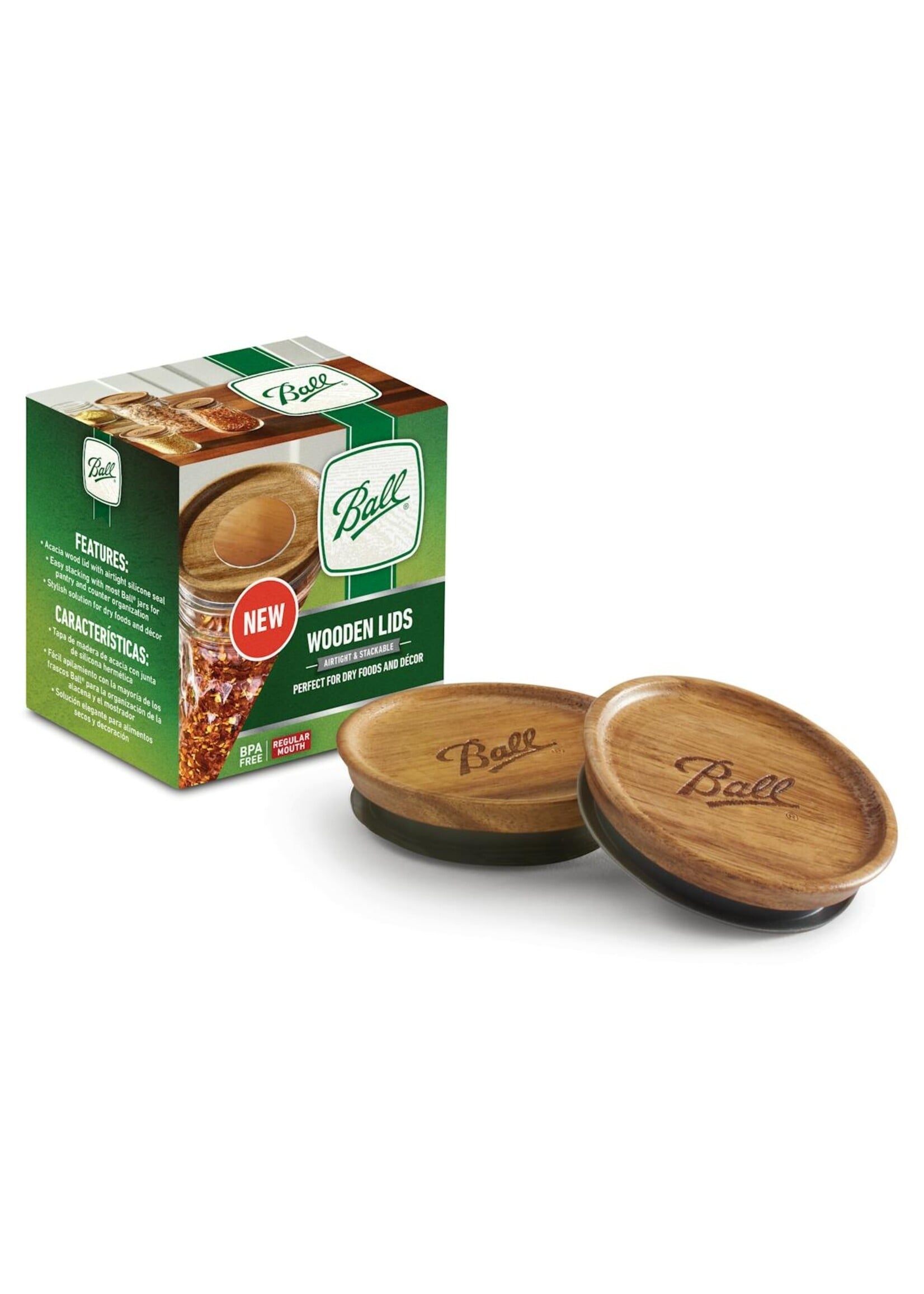 Ball Ball Wooden Lids Wide Mouth - 3 Lids