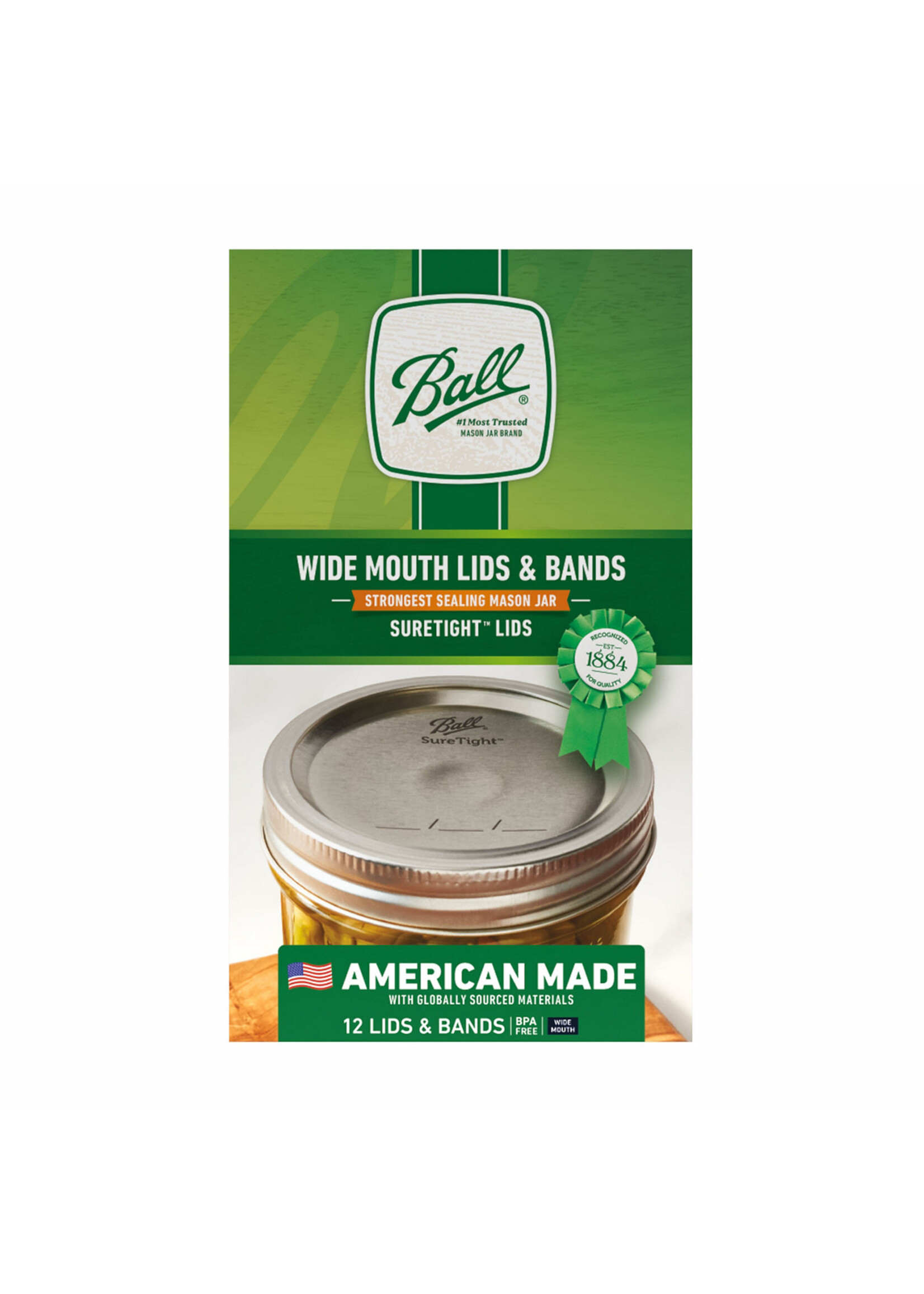 Ball Ball Majon Jar Lids and Bands Wide Mouth 12 Pack