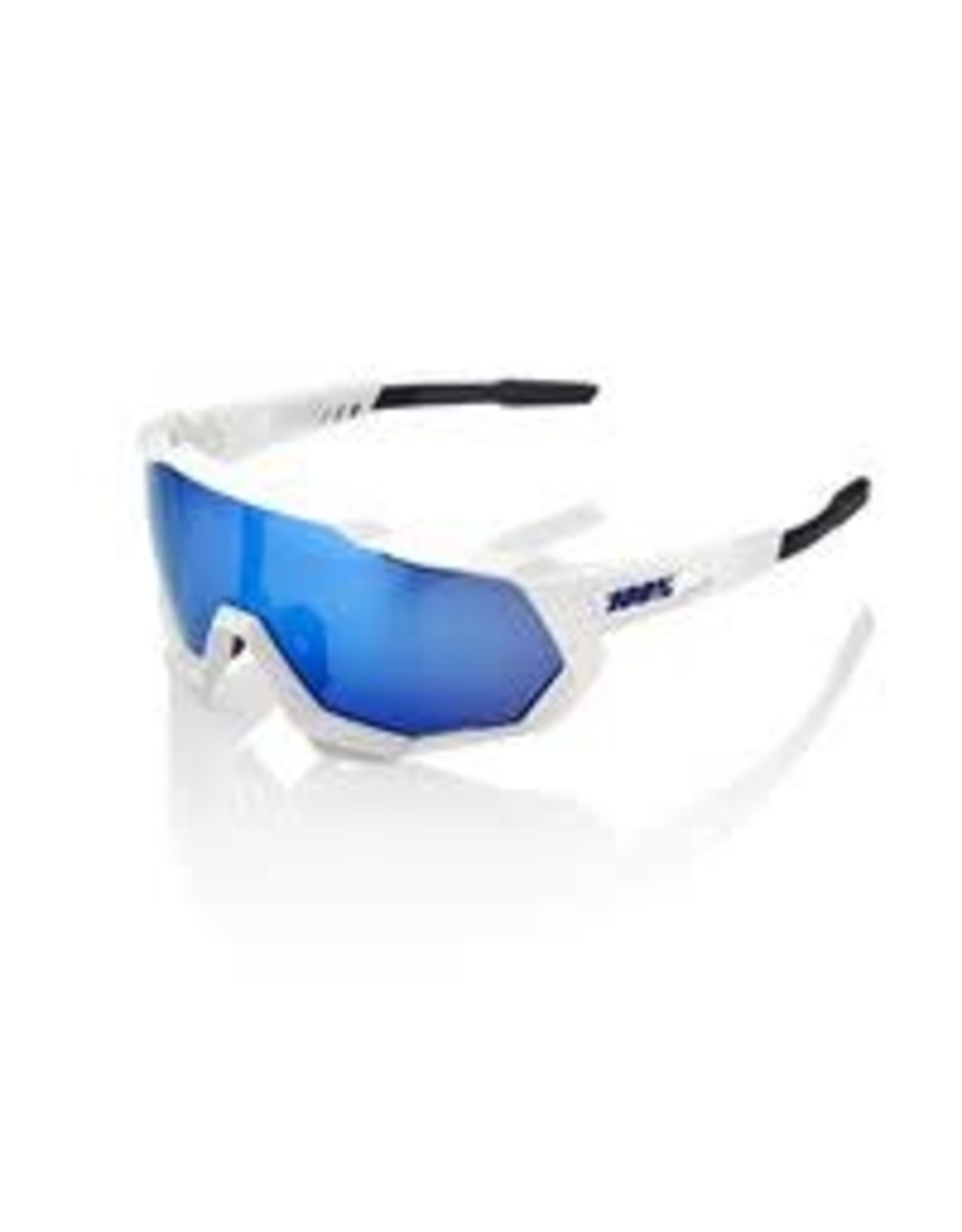 100% Eyewear 100% Matte White- Hiperblue Multilayer Lens Sunglasses