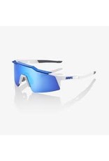 100 Percent Speedcraft SL - Matte White/Metallic Blue - HiPER Blue Multilayer Mirror Lens Sunglasses