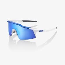 100 Percent Speedcraft SL - Matte White/Metallic Blue - HiPER Blue Multilayer Mirror Lens Sunglasses