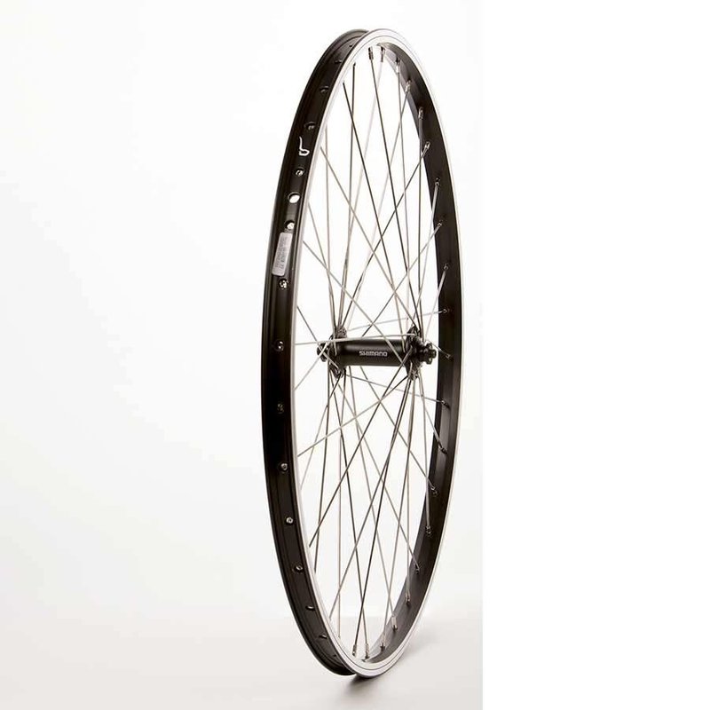 Wheel Shop Wheel Shp, Frnt 26" Wheel, 36H Black Ally Duble Wall Alex DM-18/ Black Shiman HB-RM70 QR Hub, Stainless Spkes