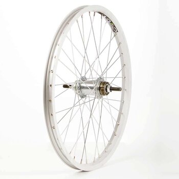 Wheel Shop Wheel Shp, Rear 20" Wheel, 36H Silver Ally Single Wall Ev E Tur 20/ Silver Shiman CB-E110 Nutted Axle Cater Brake Hub, Steel Spkes