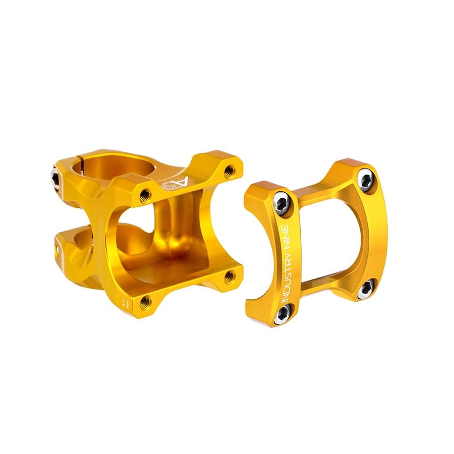 Industry Nine, A318, Stem, Diameter: 31.8mm, Length: 40mm, Steerer: 1-1/8'', 6°, Gold