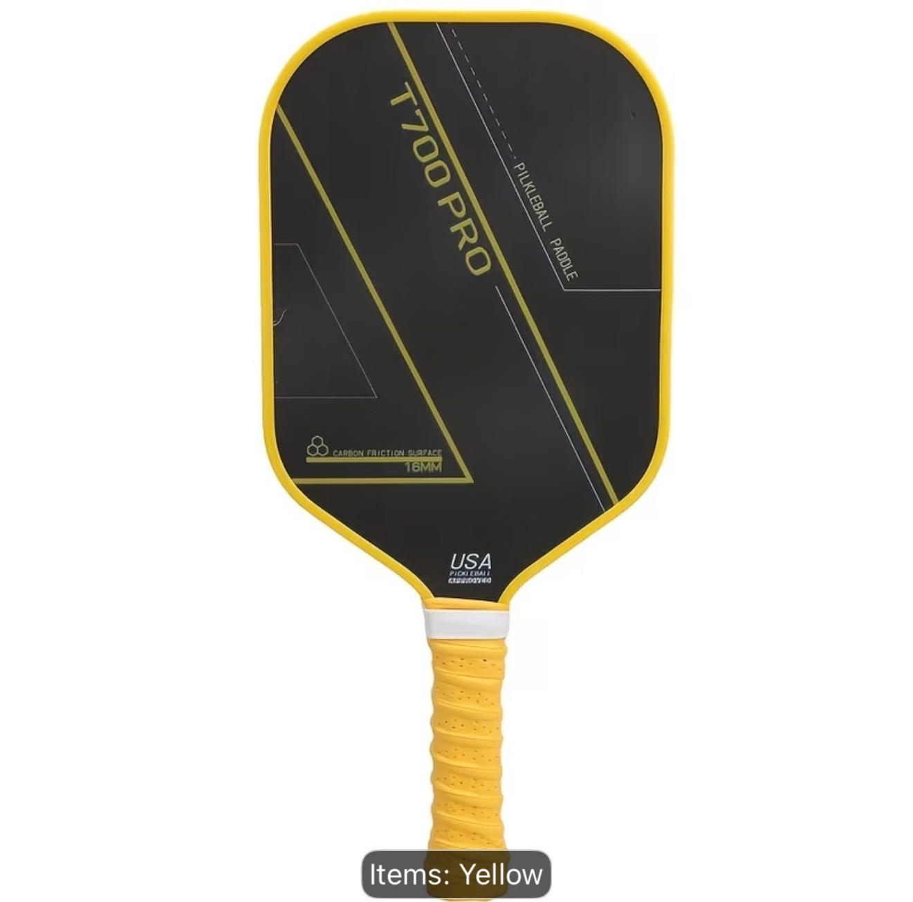 T700 CARBON PICKLEBALL PADDLE BLK/YELLOW