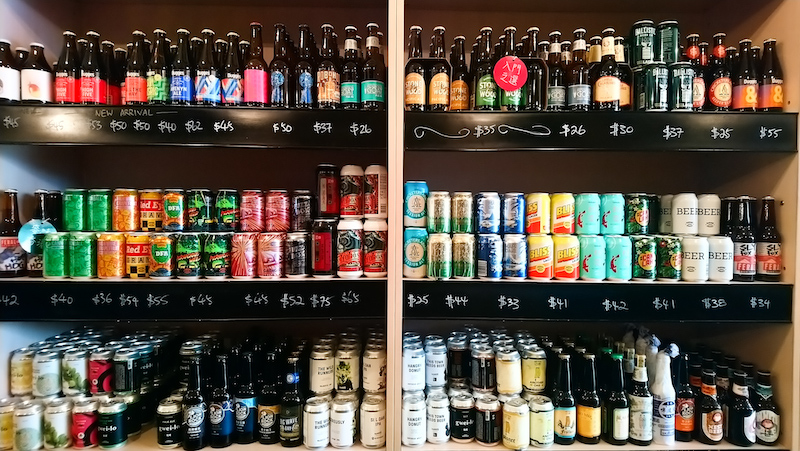 the bottle shop beer shelf